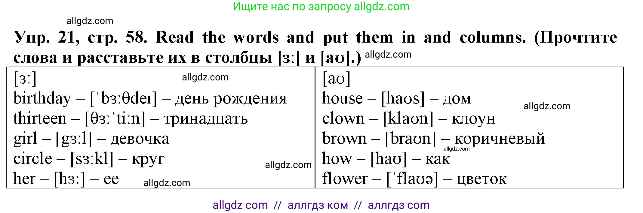 Английский язык (english), 2 класс Сборник упражнений, автор: Котова Марина Петровна, издательство Просвещение, Москва, 2023, белого цвета, страница 58, номер 21, Решение