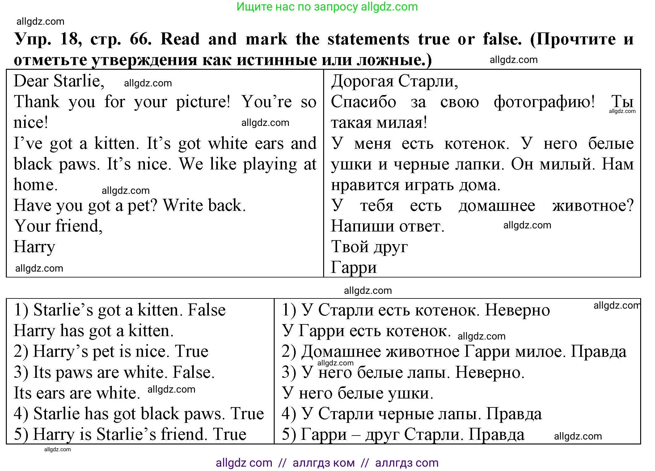 Английский язык (english), 2 класс Сборник упражнений, автор: Котова Марина Петровна, издательство Просвещение, Москва, 2023, белого цвета, страница 66, номер 18, Решение