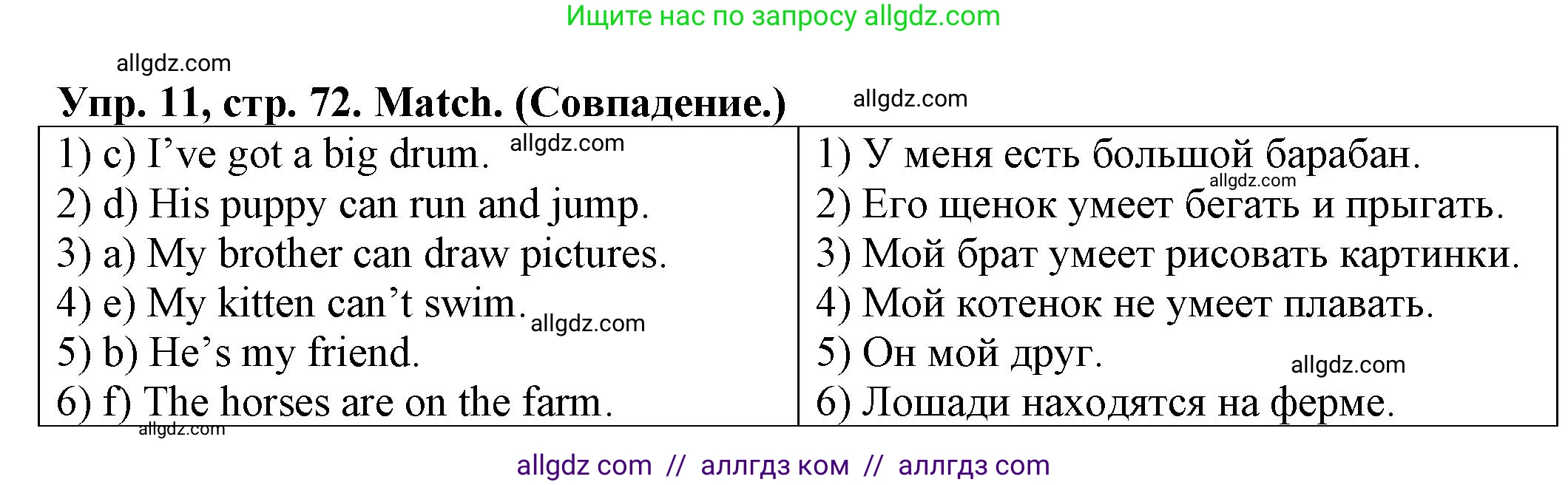 Английский язык (english), 2 класс Сборник упражнений, автор: Котова Марина Петровна, издательство Просвещение, Москва, 2023, белого цвета, страница 72, номер 11, Решение