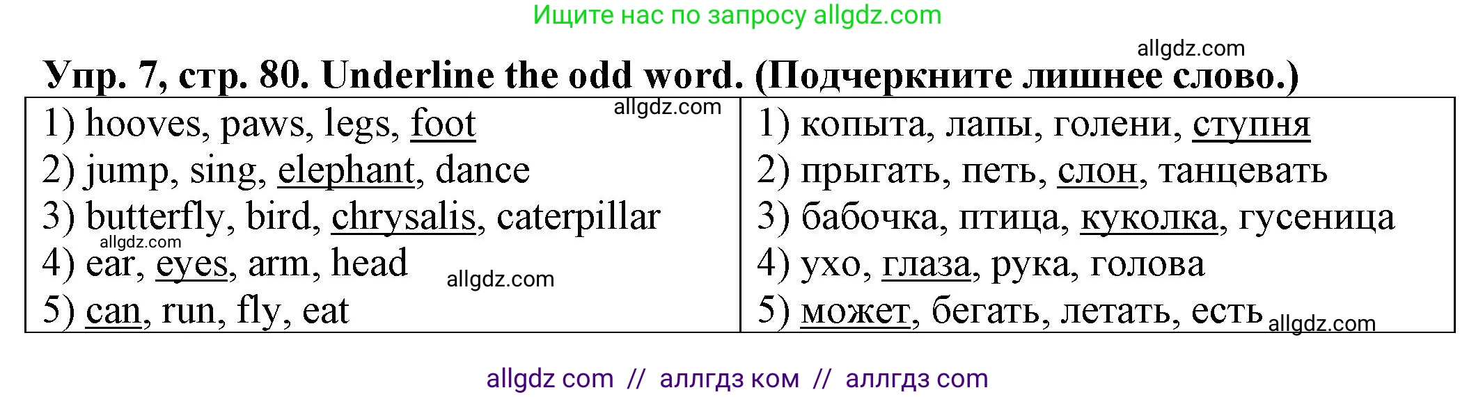 Английский язык (english), 2 класс Сборник упражнений, автор: Котова Марина Петровна, издательство Просвещение, Москва, 2023, белого цвета, страница 80, номер 7, Решение