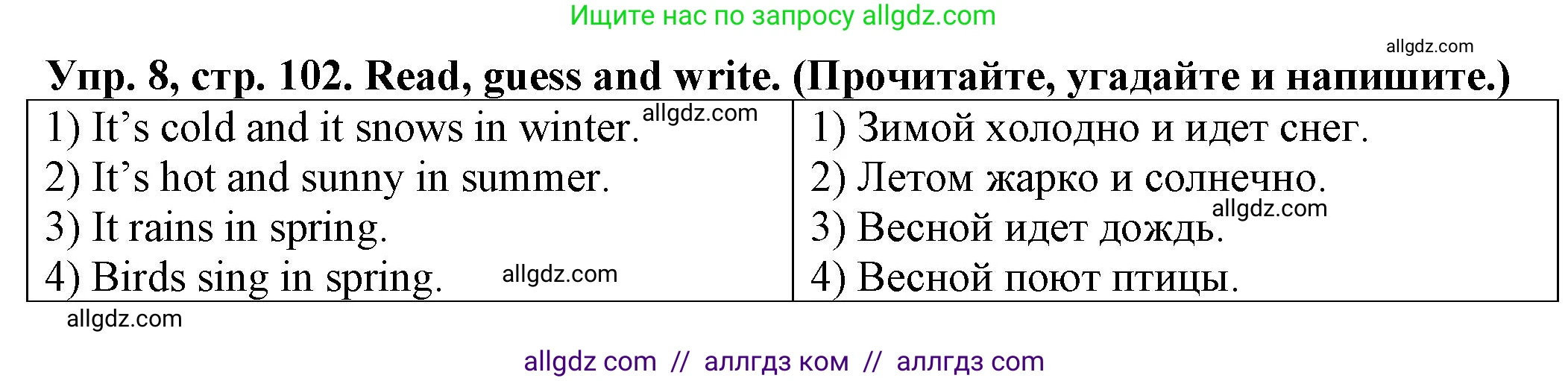 Английский язык (english), 2 класс Сборник упражнений, автор: Котова Марина Петровна, издательство Просвещение, Москва, 2023, белого цвета, страница 102, номер 8, Решение