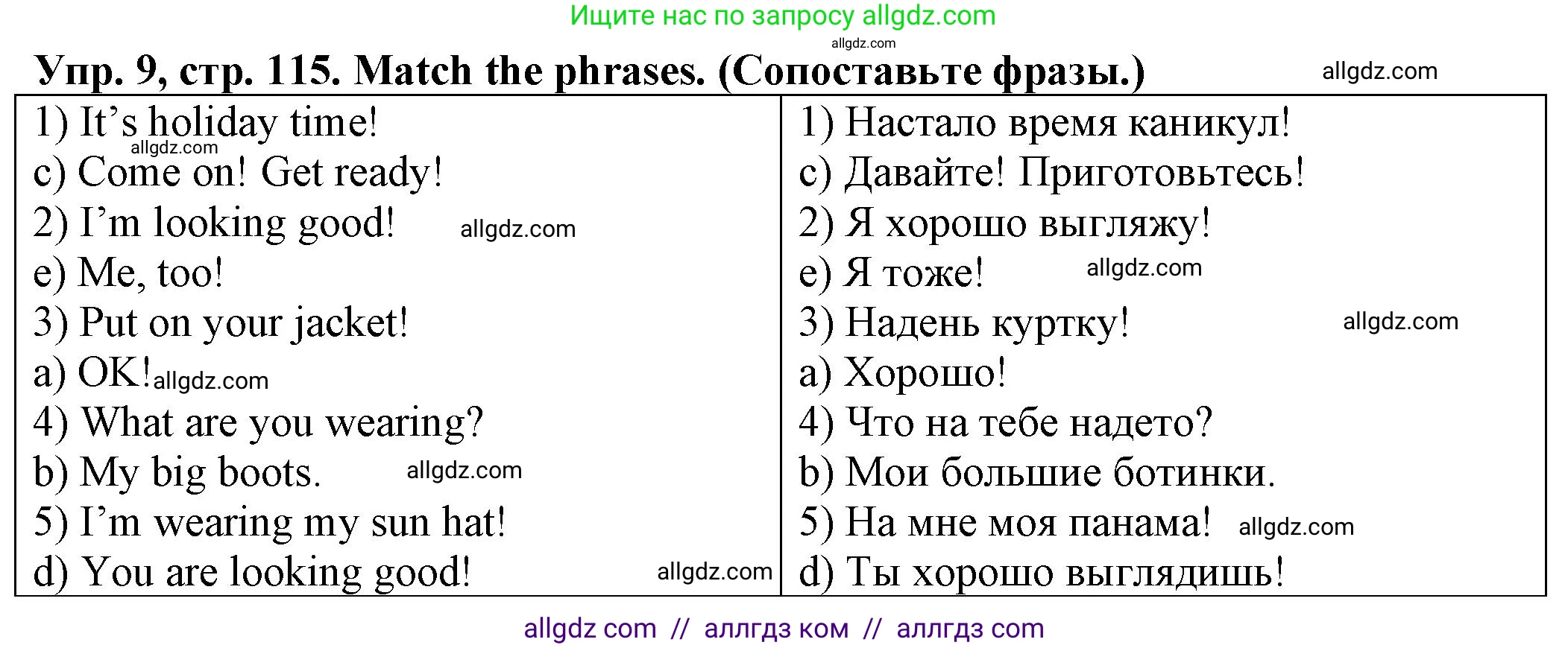 Английский язык (english), 2 класс Сборник упражнений, автор: Котова Марина Петровна, издательство Просвещение, Москва, 2023, белого цвета, страница 115, номер 9, Решение