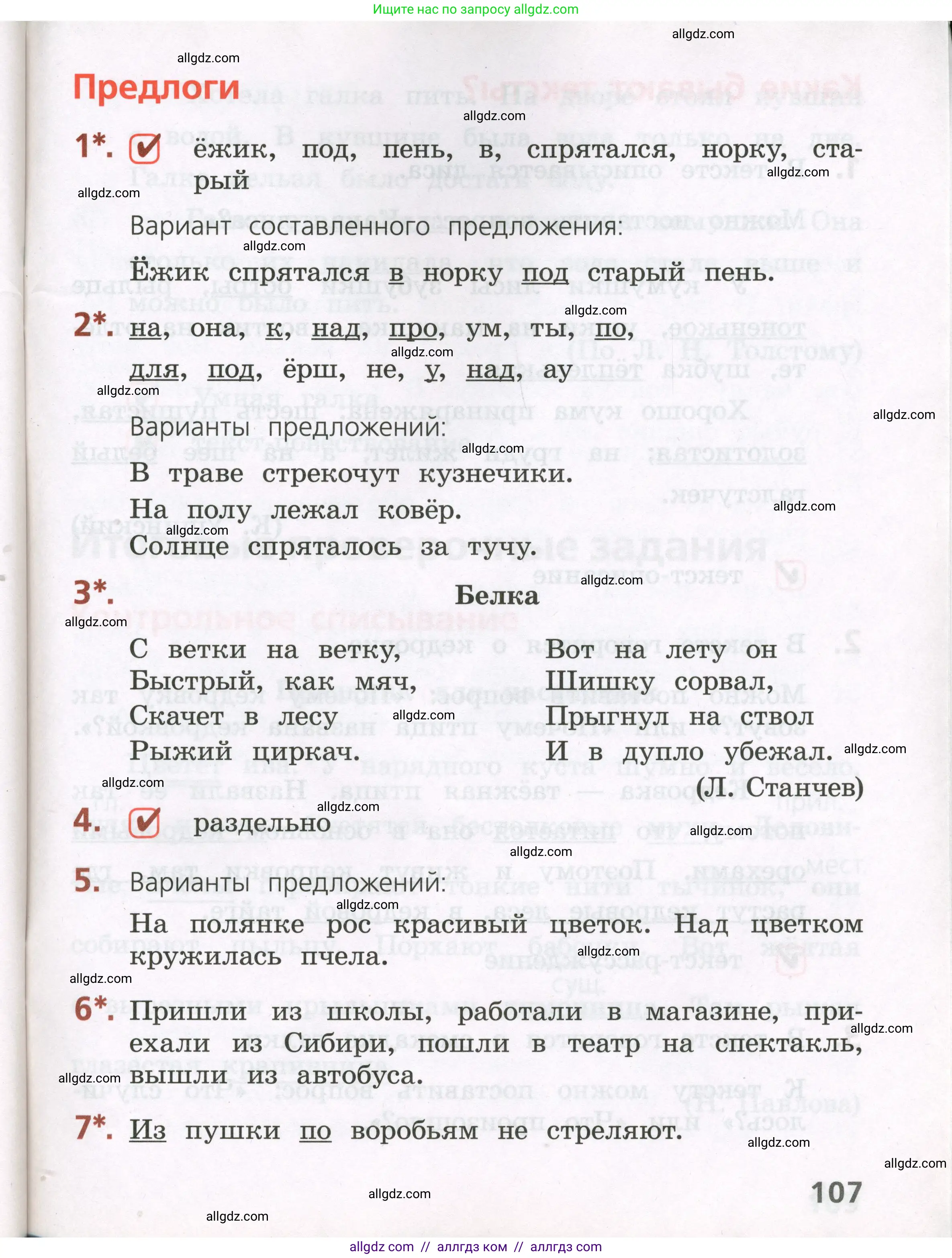 Русский язык, 2 класс Тетрадь учебных достижений, автор: Канакина Валентина Павловна, издательство Просвещение, Москва, 2023, белого цвета, страница 107