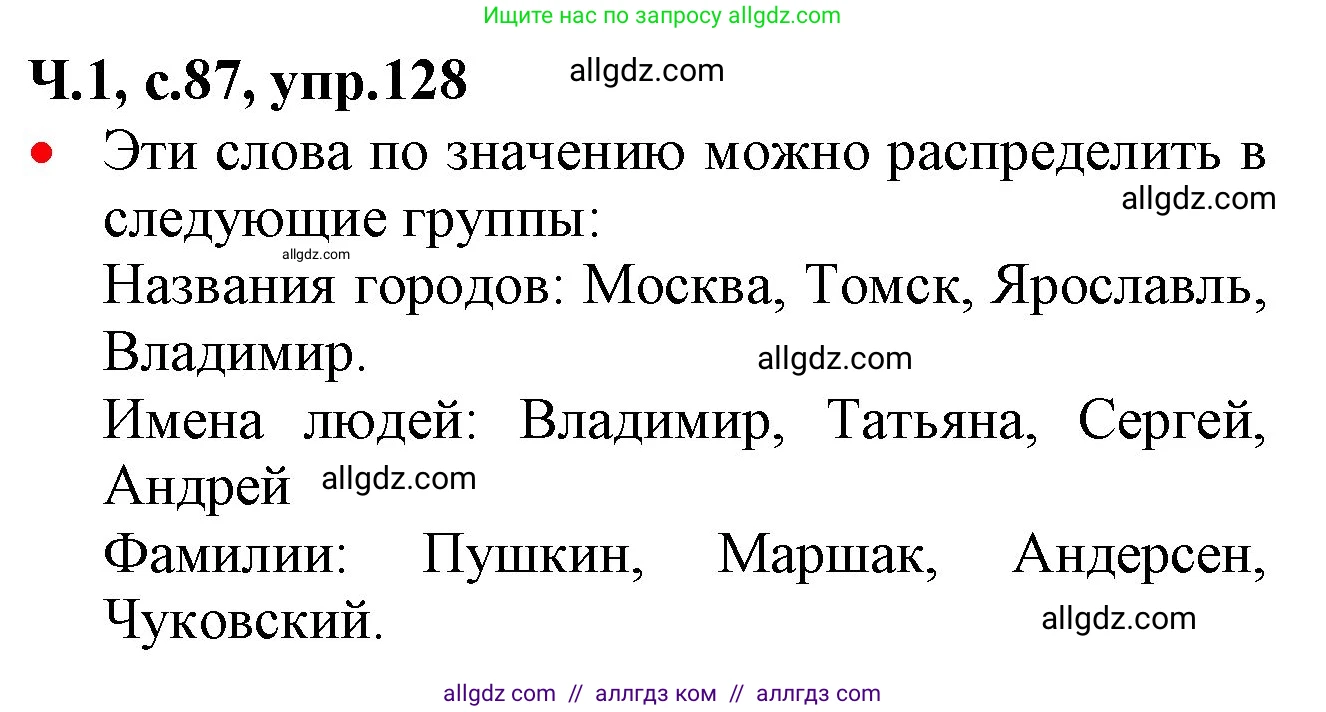 Русский язык, 2 класс Учебник, авторы: Канакина Валентина Павловна, Горецкий Всеслав Гаврилович, издательство Просвещение, Москва, 2023, белого цвета, Часть 1, страница 87, номер 128, Решение