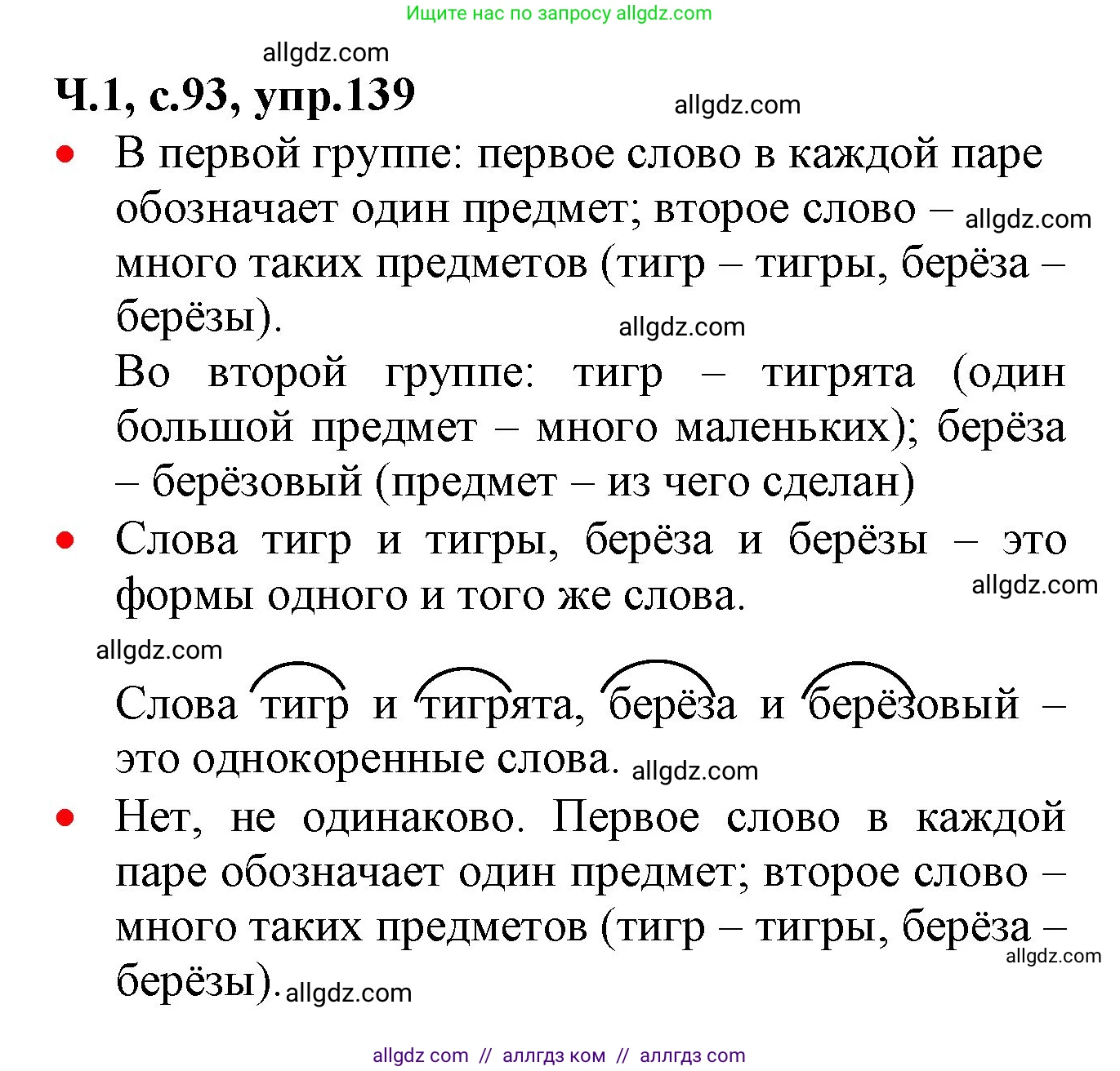 Русский язык, 2 класс Учебник, авторы: Канакина Валентина Павловна, Горецкий Всеслав Гаврилович, издательство Просвещение, Москва, 2023, белого цвета, Часть 1, страница 93, номер 139, Решение