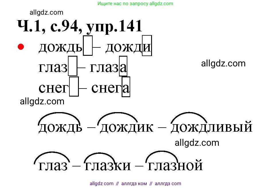 Русский язык, 2 класс Учебник, авторы: Канакина Валентина Павловна, Горецкий Всеслав Гаврилович, издательство Просвещение, Москва, 2023, белого цвета, Часть 1, страница 94, номер 141, Решение