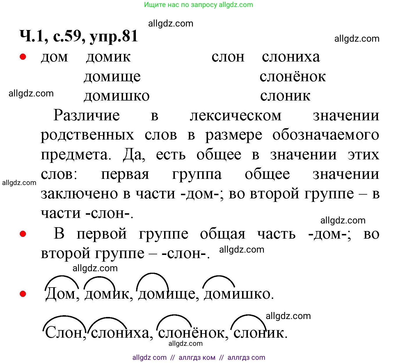 Русский язык, 2 класс Учебник, авторы: Канакина Валентина Павловна, Горецкий Всеслав Гаврилович, издательство Просвещение, Москва, 2023, белого цвета, Часть 1, страница 59, номер 81, Решение