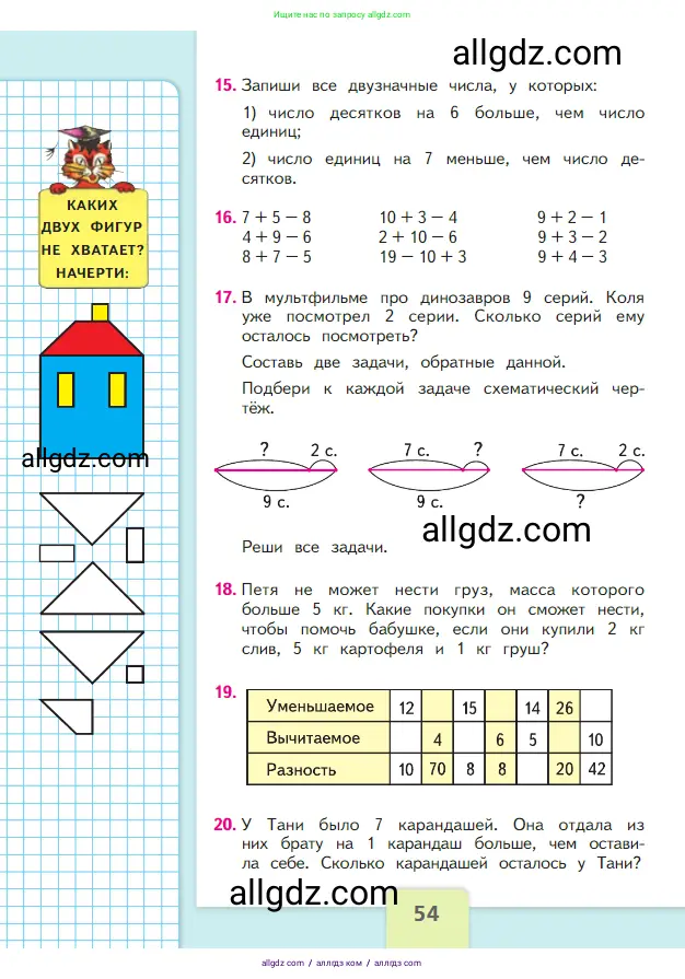 Математика, 2 класс Учебник, авторы: Моро Мария Игнатьевна, Бантова Мария Александровна, Бельтюкова Галина Васильевна, Волкова Светлана Ивановна, Степанова Светлана Вячеславовна, издательство Просвещение, Москва, 2023, белого цвета, Часть 1, страница 54