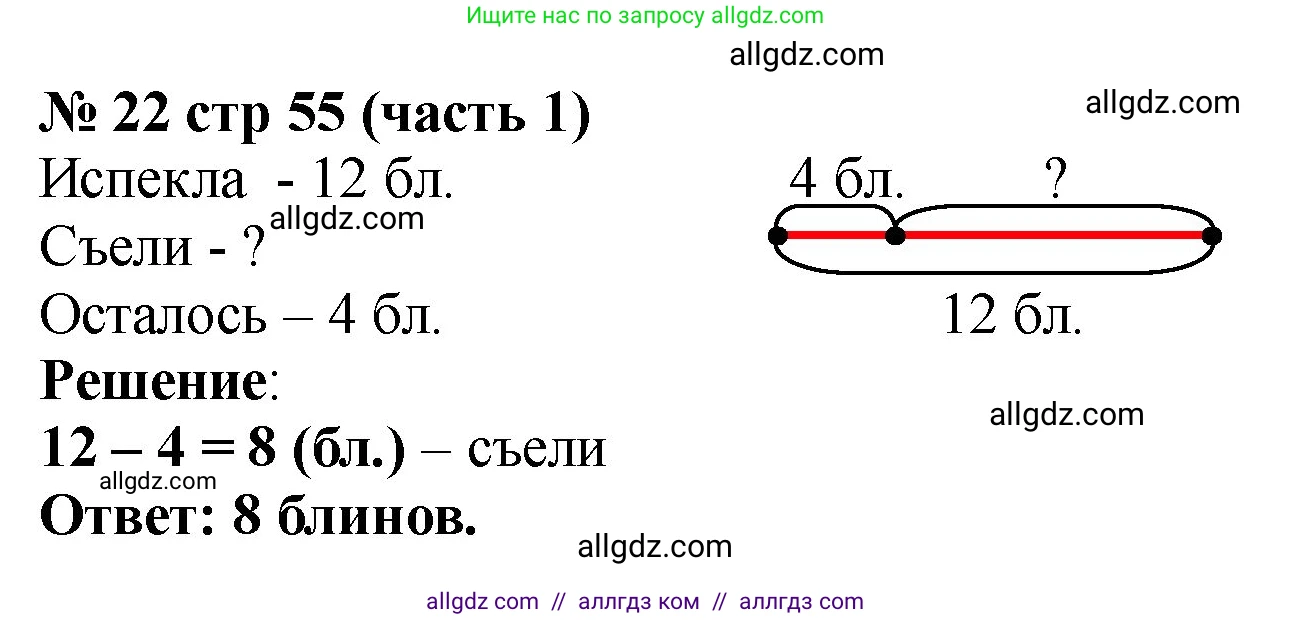Математика, 2 класс Учебник, авторы: Моро Мария Игнатьевна, Бантова Мария Александровна, Бельтюкова Галина Васильевна, Волкова Светлана Ивановна, Степанова Светлана Вячеславовна, издательство Просвещение, Москва, 2023, белого цвета, Часть 1, страница 55, номер 22, Решение