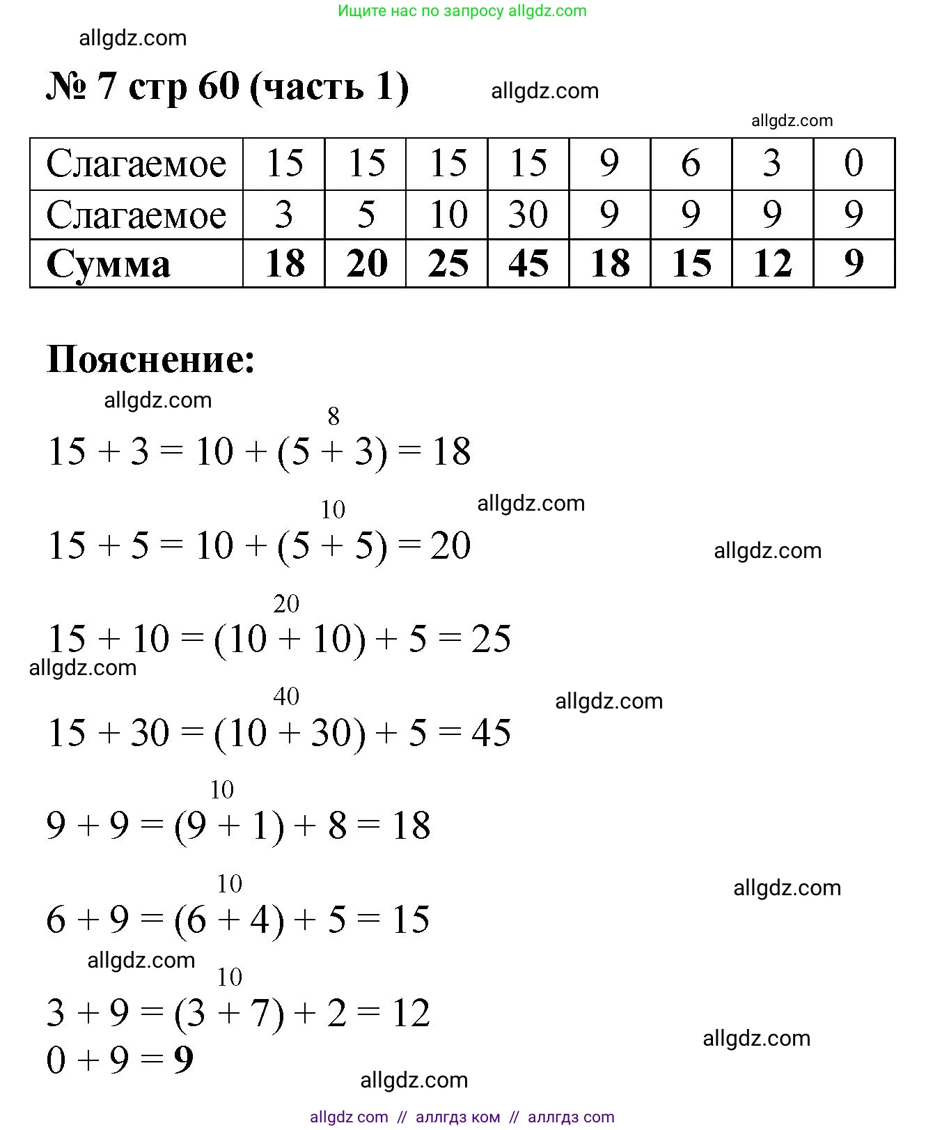 Математика, 2 класс Учебник, авторы: Моро Мария Игнатьевна, Бантова Мария Александровна, Бельтюкова Галина Васильевна, Волкова Светлана Ивановна, Степанова Светлана Вячеславовна, издательство Просвещение, Москва, 2023, белого цвета, Часть 1, страница 60, номер 7, Решение