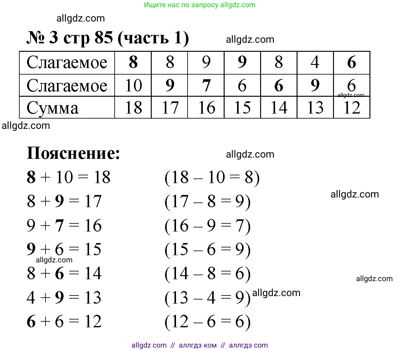 Математика, 2 класс Учебник, авторы: Моро Мария Игнатьевна, Бантова Мария Александровна, Бельтюкова Галина Васильевна, Волкова Светлана Ивановна, Степанова Светлана Вячеславовна, издательство Просвещение, Москва, 2023, белого цвета, Часть 1, страница 85, номер 3, Решение