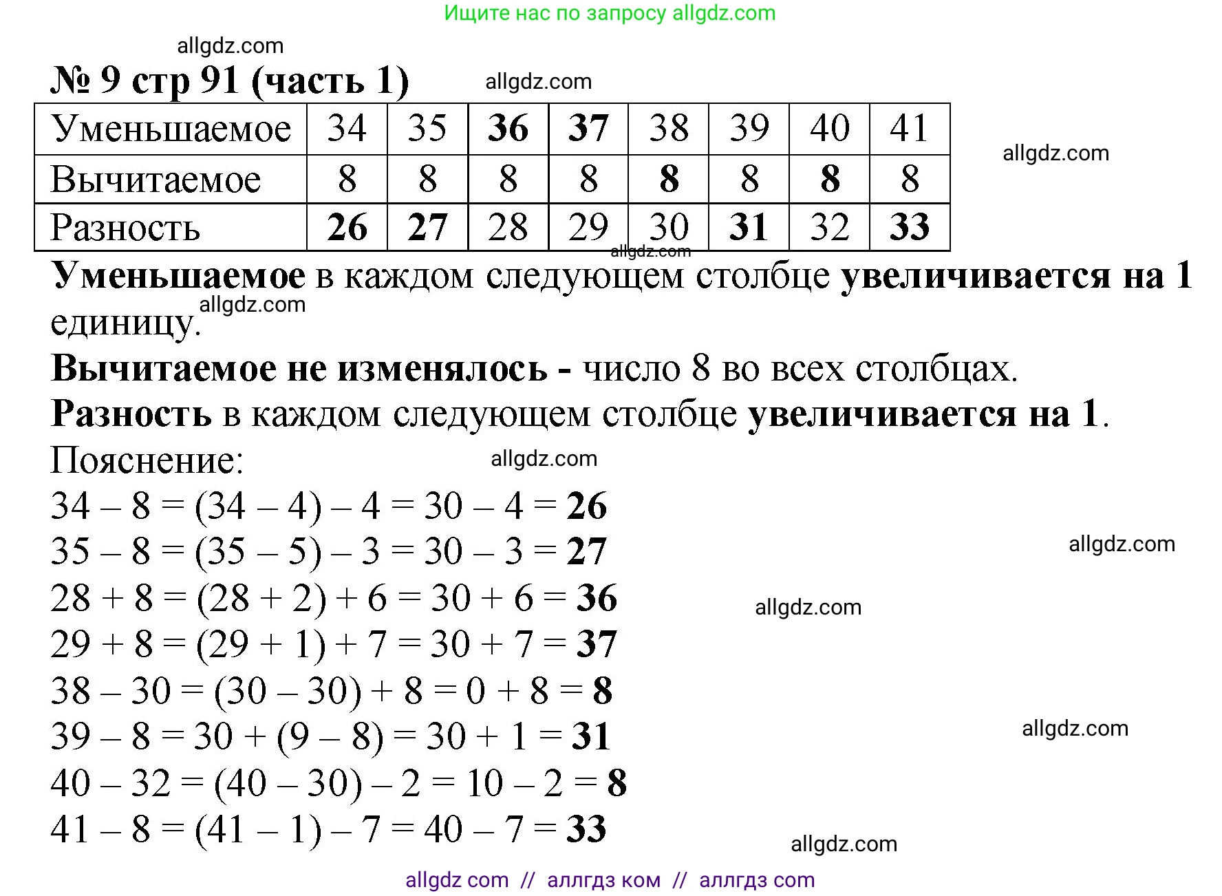 Математика, 2 класс Учебник, авторы: Моро Мария Игнатьевна, Бантова Мария Александровна, Бельтюкова Галина Васильевна, Волкова Светлана Ивановна, Степанова Светлана Вячеславовна, издательство Просвещение, Москва, 2023, белого цвета, Часть 1, страница 91, номер 9, Решение