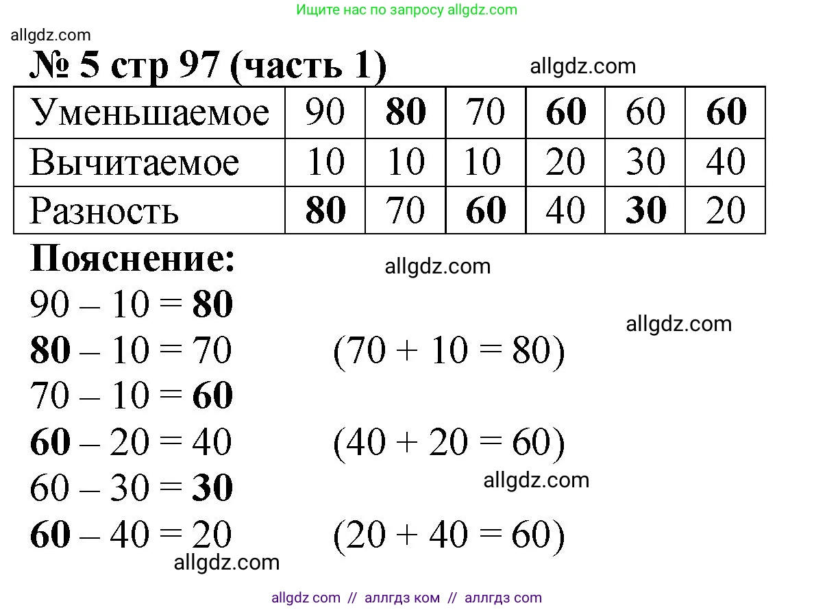 Математика, 2 класс Учебник, авторы: Моро Мария Игнатьевна, Бантова Мария Александровна, Бельтюкова Галина Васильевна, Волкова Светлана Ивановна, Степанова Светлана Вячеславовна, издательство Просвещение, Москва, 2023, белого цвета, Часть 1, страница 97, номер 5, Решение