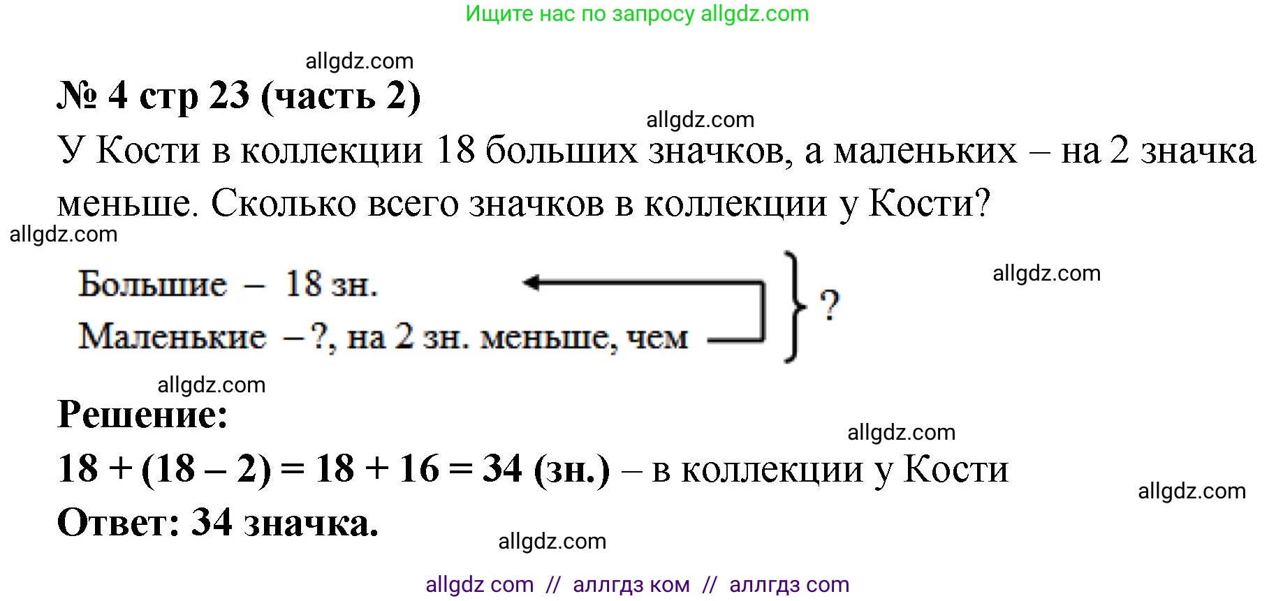 Математика, 2 класс Учебник, авторы: Моро Мария Игнатьевна, Бантова Мария Александровна, Бельтюкова Галина Васильевна, Волкова Светлана Ивановна, Степанова Светлана Вячеславовна, издательство Просвещение, Москва, 2023, белого цвета, Часть 2, страница 23, номер 4, Решение