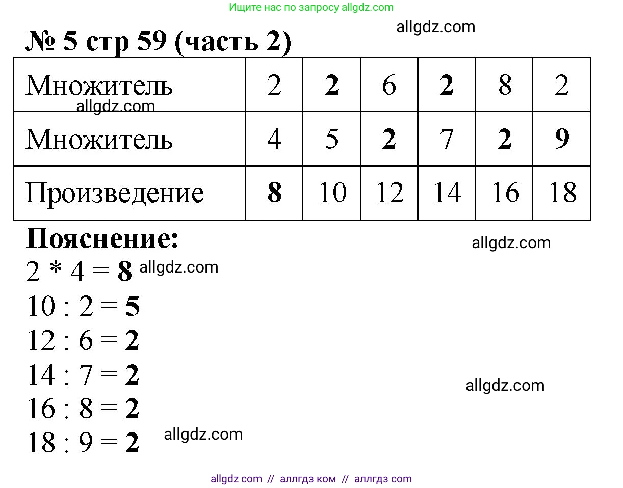 Математика, 2 класс Учебник, авторы: Моро Мария Игнатьевна, Бантова Мария Александровна, Бельтюкова Галина Васильевна, Волкова Светлана Ивановна, Степанова Светлана Вячеславовна, издательство Просвещение, Москва, 2023, белого цвета, Часть 2, страница 59, номер 5, Решение