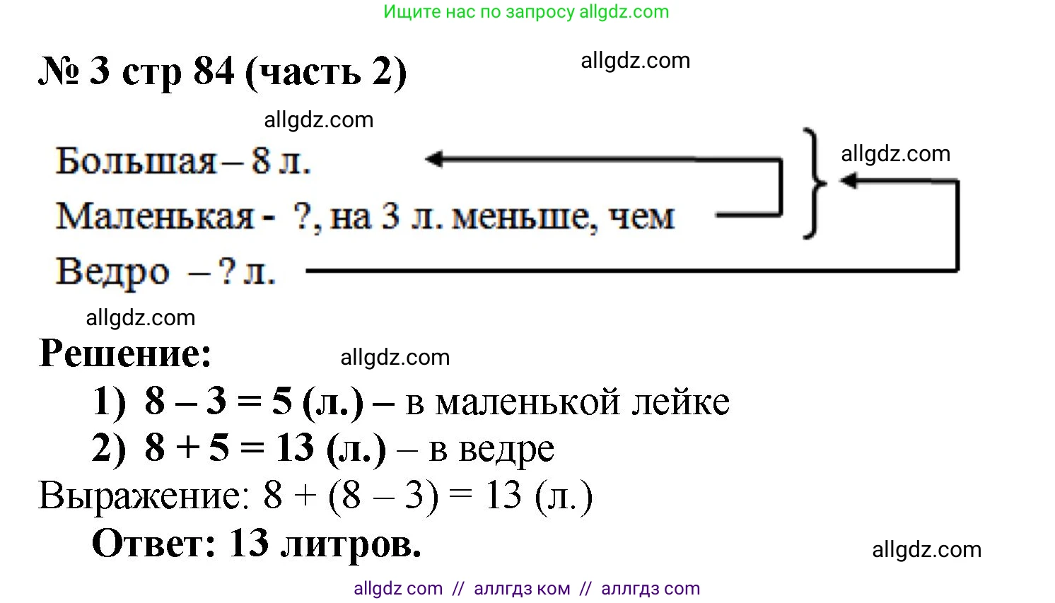 Математика, 2 класс Учебник, авторы: Моро Мария Игнатьевна, Бантова Мария Александровна, Бельтюкова Галина Васильевна, Волкова Светлана Ивановна, Степанова Светлана Вячеславовна, издательство Просвещение, Москва, 2023, белого цвета, Часть 2, страница 84, номер 3, Решение