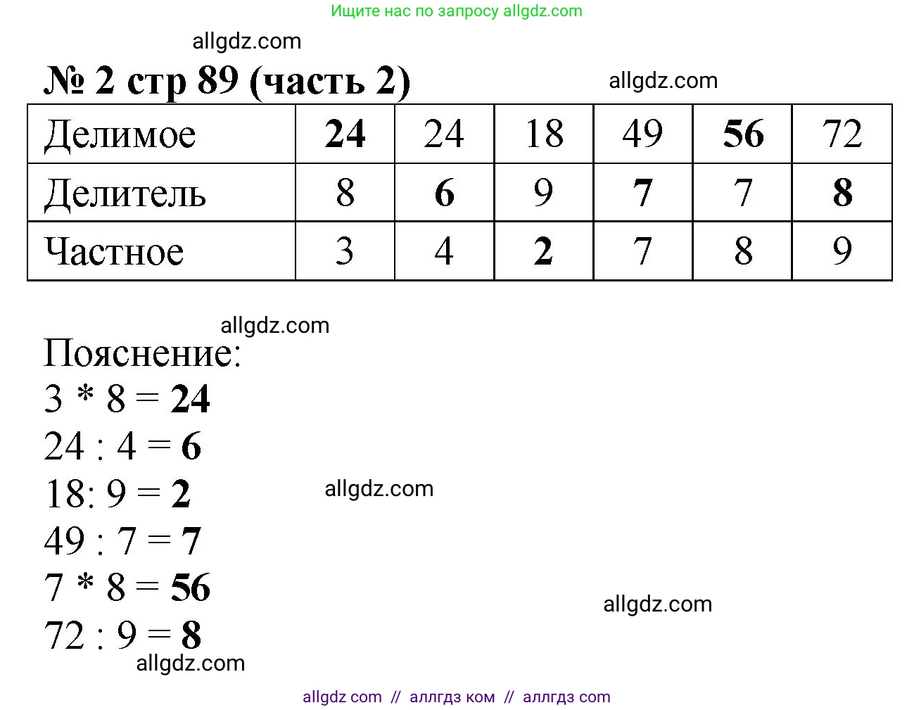 Математика, 2 класс Учебник, авторы: Моро Мария Игнатьевна, Бантова Мария Александровна, Бельтюкова Галина Васильевна, Волкова Светлана Ивановна, Степанова Светлана Вячеславовна, издательство Просвещение, Москва, 2023, белого цвета, Часть 2, страница 89, номер 2, Решение