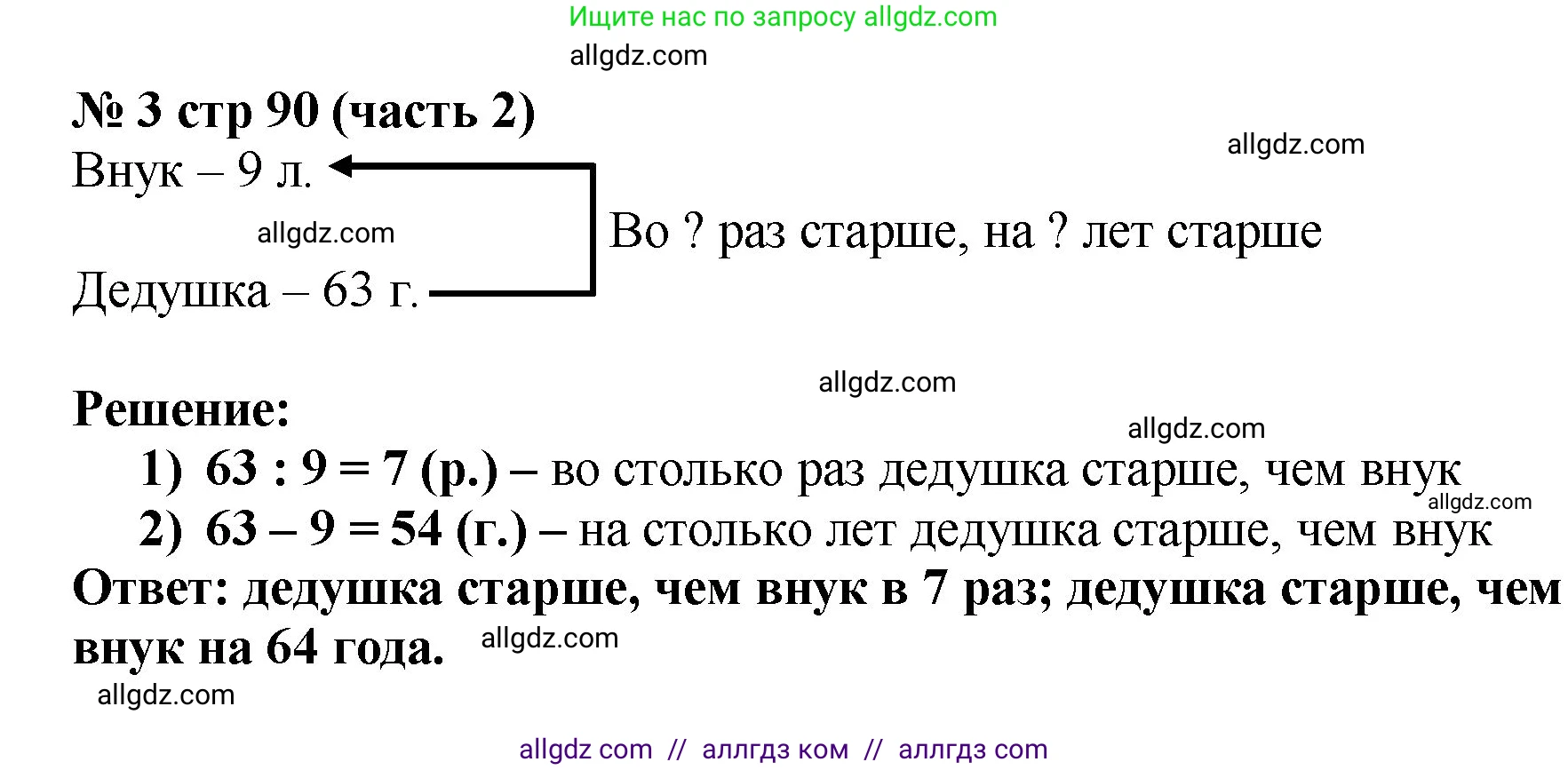 Математика, 2 класс Учебник, авторы: Моро Мария Игнатьевна, Бантова Мария Александровна, Бельтюкова Галина Васильевна, Волкова Светлана Ивановна, Степанова Светлана Вячеславовна, издательство Просвещение, Москва, 2023, белого цвета, Часть 2, страница 90, номер 3, Решение