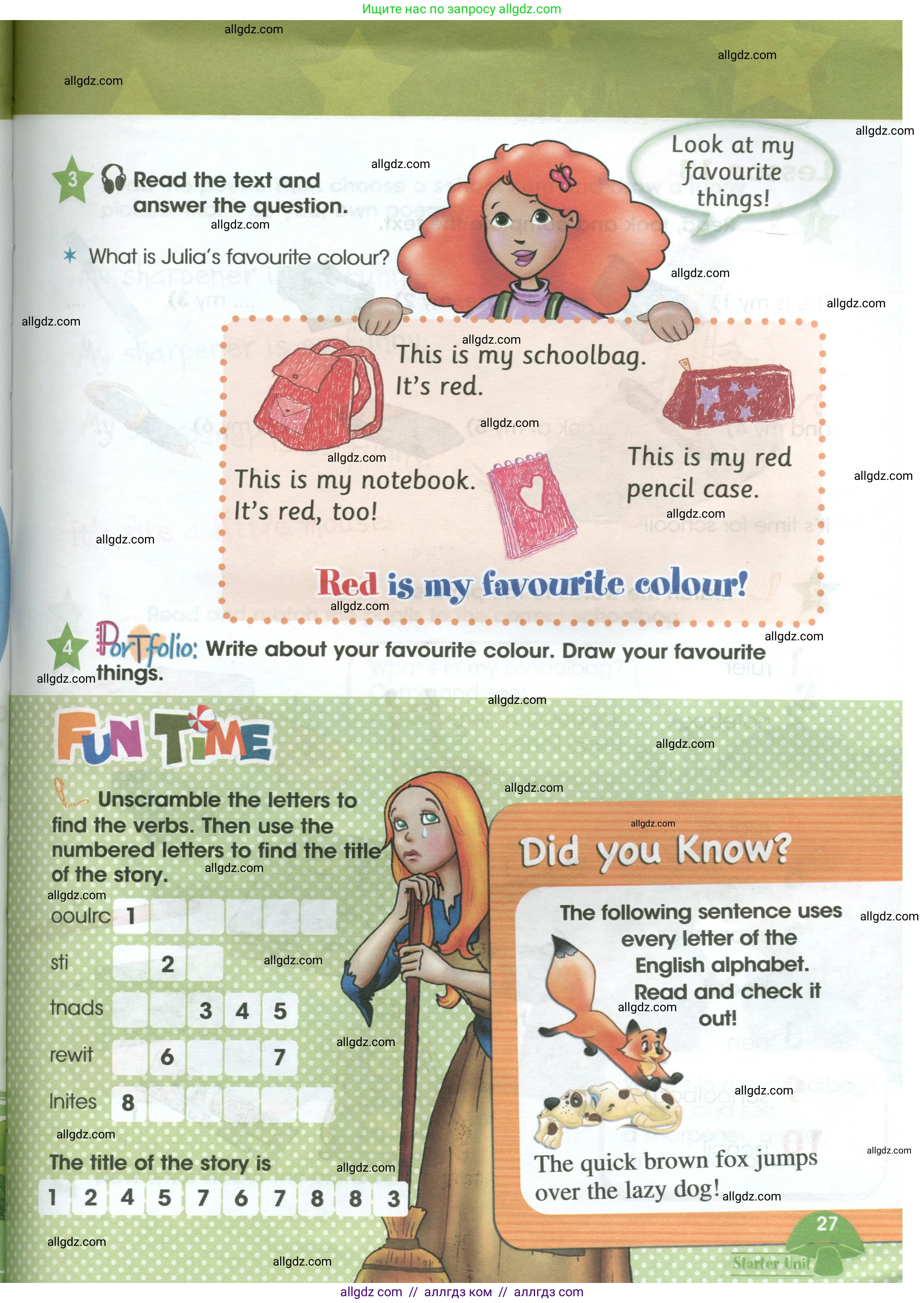 Английский язык (english), 3 класс Учебник (Student's book), авторы: Баранова Ксения Михайловна (Baranova Ksenia), Дули Дженни (Dooley Jenny), Копылова Виктория Викторовна (Kopylova Victoria), Мильруд Радислав Петрович (Millrood Radislav), Эванс Вирджиния (Evans Virginia), издательство Просвещение, Москва, 2023, зелёного цвета, Часть ( Part) 1, страница 27