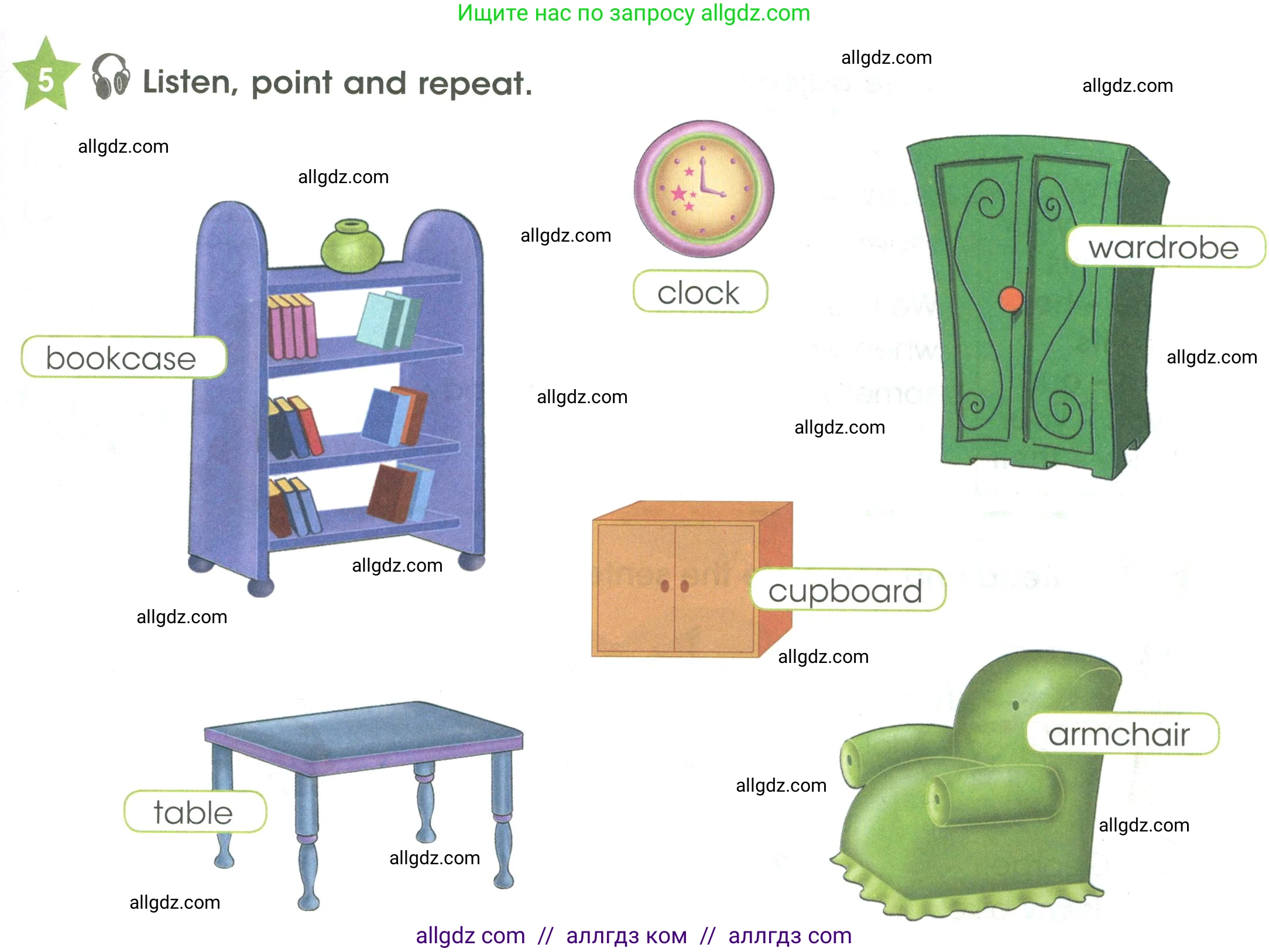 Английский язык (english), 3 класс Учебник (Student's book), авторы: Баранова Ксения Михайловна (Baranova Ksenia), Дули Дженни (Dooley Jenny), Копылова Виктория Викторовна (Kopylova Victoria), Мильруд Радислав Петрович (Millrood Radislav), Эванс Вирджиния (Evans Virginia), издательство Просвещение, Москва, 2023, зелёного цвета, Часть ( Part) 2, страница 5, номер 5, Условие