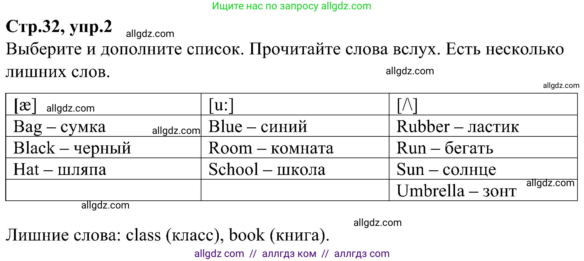 Английский язык (english), 3 класс Учебник (Student's book), авторы: Баранова Ксения Михайловна (Baranova Ksenia), Дули Дженни (Dooley Jenny), Копылова Виктория Викторовна (Kopylova Victoria), Мильруд Радислав Петрович (Millrood Radislav), Эванс Вирджиния (Evans Virginia), издательство Просвещение, Москва, 2023, зелёного цвета, Часть ( Part) 1, страница 32, номер 2, Решение