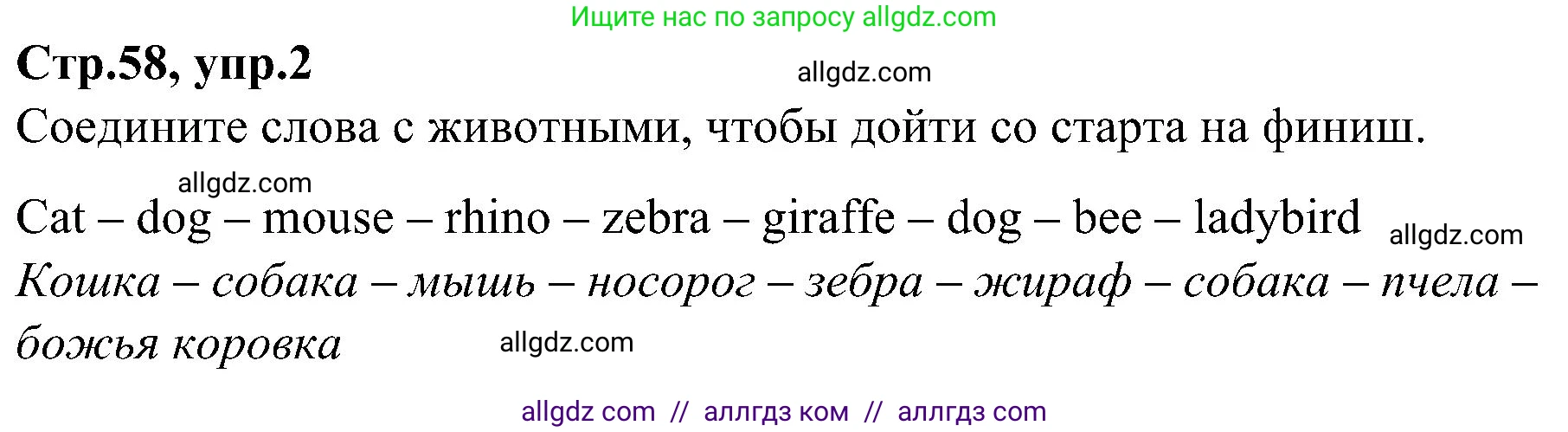Английский язык (english), 3 класс Учебник (Student's book), авторы: Баранова Ксения Михайловна (Baranova Ksenia), Дули Дженни (Dooley Jenny), Копылова Виктория Викторовна (Kopylova Victoria), Мильруд Радислав Петрович (Millrood Radislav), Эванс Вирджиния (Evans Virginia), издательство Просвещение, Москва, 2023, зелёного цвета, Часть ( Part) 2, страница 58, номер 2, Решение