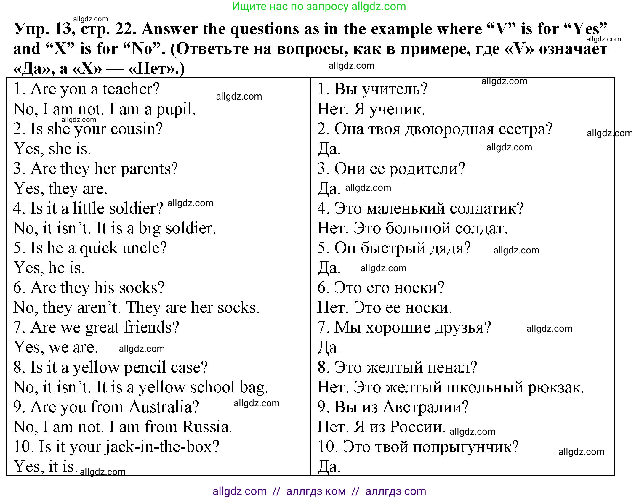 Английский язык (english), 3 класс Грамматический тренажёр, автор: Юшина Дарья Генадьевна, издательство Просвещение, Москва, 2023, салатового цвета, страница 22, номер 13, Решение