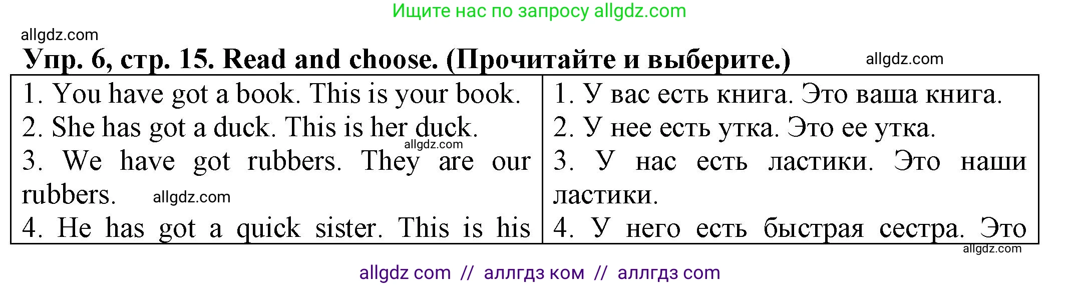 Английский язык (english), 3 класс Грамматический тренажёр, автор: Юшина Дарья Генадьевна, издательство Просвещение, Москва, 2023, салатового цвета, страница 15, номер 6, Решение