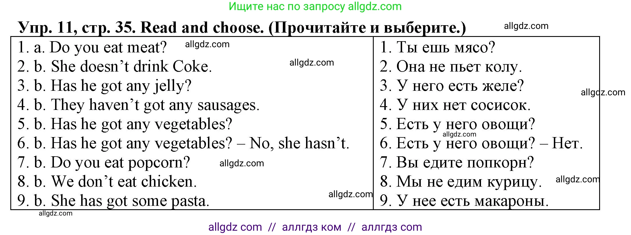 Английский язык (english), 3 класс Грамматический тренажёр, автор: Юшина Дарья Генадьевна, издательство Просвещение, Москва, 2023, салатового цвета, страница 35, номер 11, Решение