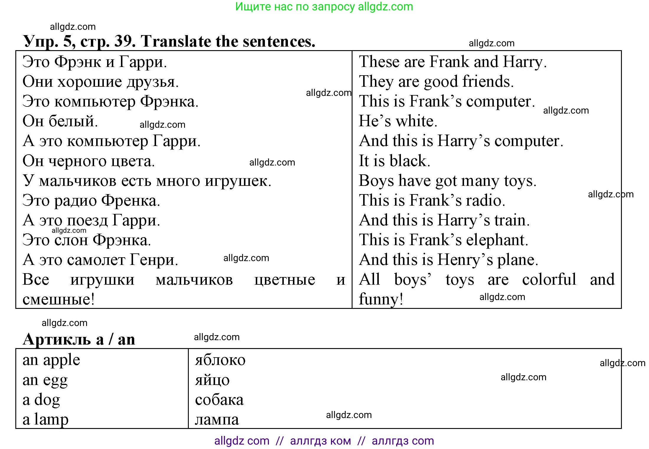 Английский язык (english), 3 класс Грамматический тренажёр, автор: Юшина Дарья Генадьевна, издательство Просвещение, Москва, 2023, салатового цвета, страница 40, номер 5, Решение