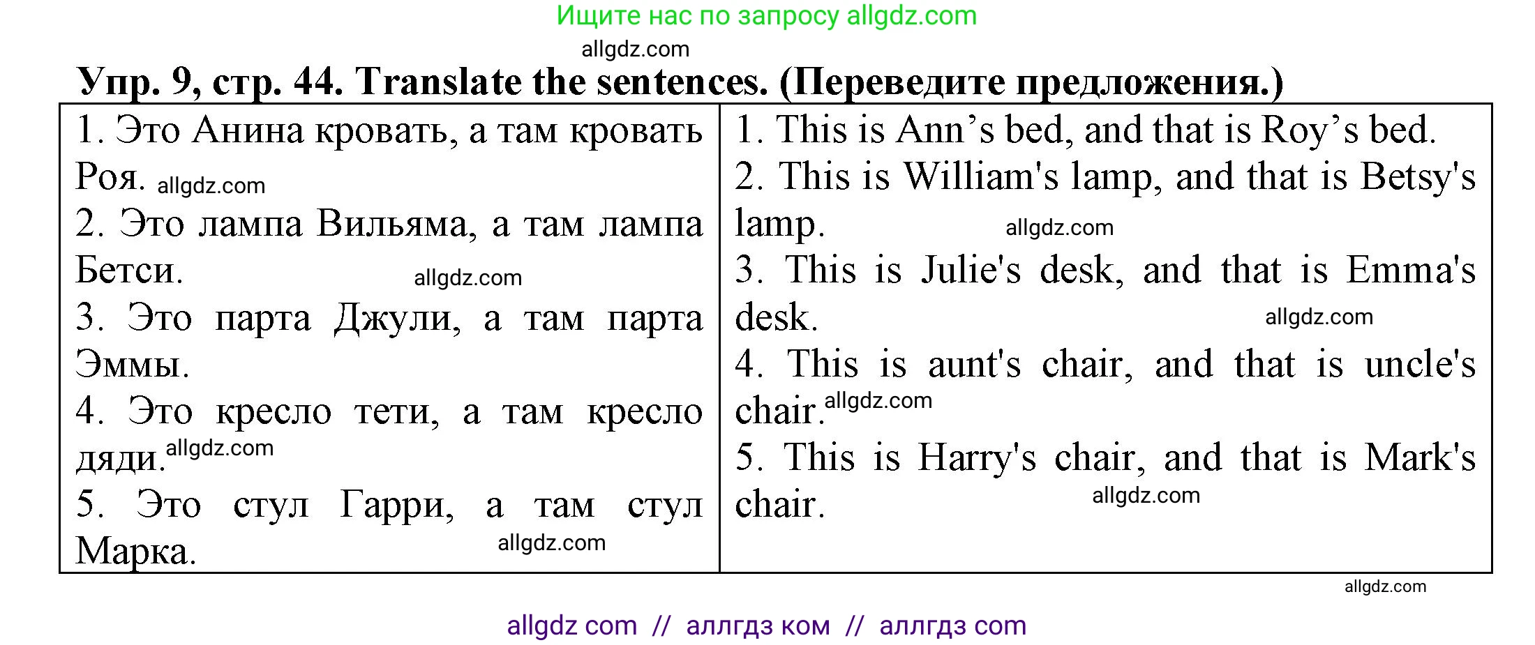 Английский язык (english), 3 класс Грамматический тренажёр, автор: Юшина Дарья Генадьевна, издательство Просвещение, Москва, 2023, салатового цвета, страница 44, номер 9, Решение
