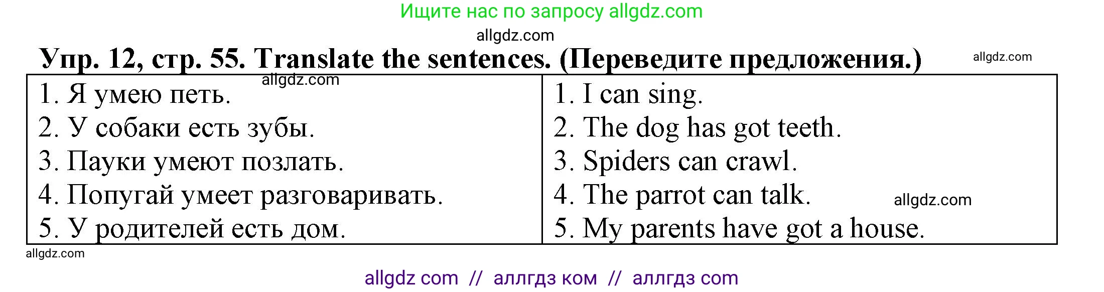 Английский язык (english), 3 класс Грамматический тренажёр, автор: Юшина Дарья Генадьевна, издательство Просвещение, Москва, 2023, салатового цвета, страница 55, номер 12, Решение
