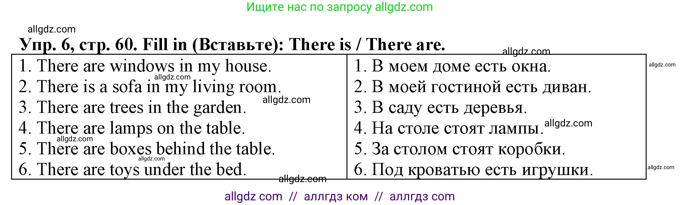 Английский язык (english), 3 класс Грамматический тренажёр, автор: Юшина Дарья Генадьевна, издательство Просвещение, Москва, 2023, салатового цвета, страница 60, номер 6, Решение