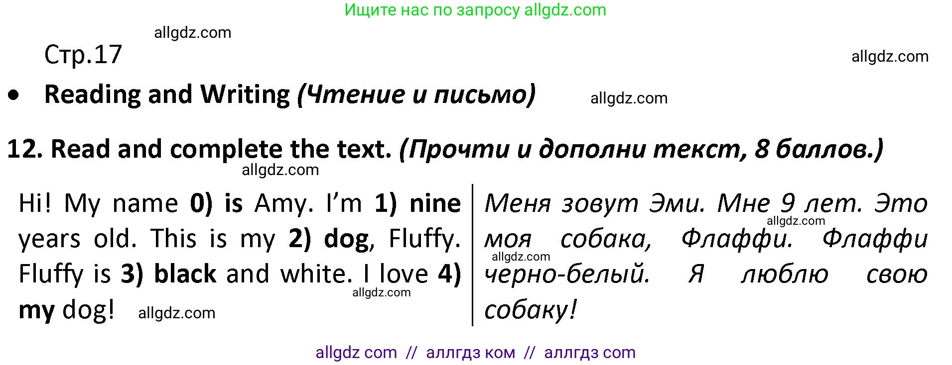 Английский язык (english), 3 класс контрольные задания (test booklet), автор: Баранова Ксения Михайловна (Baranova Ksenia), издательство Просвещение, Москва, 2023, серого цвета, страница 17, номер 12, Решение