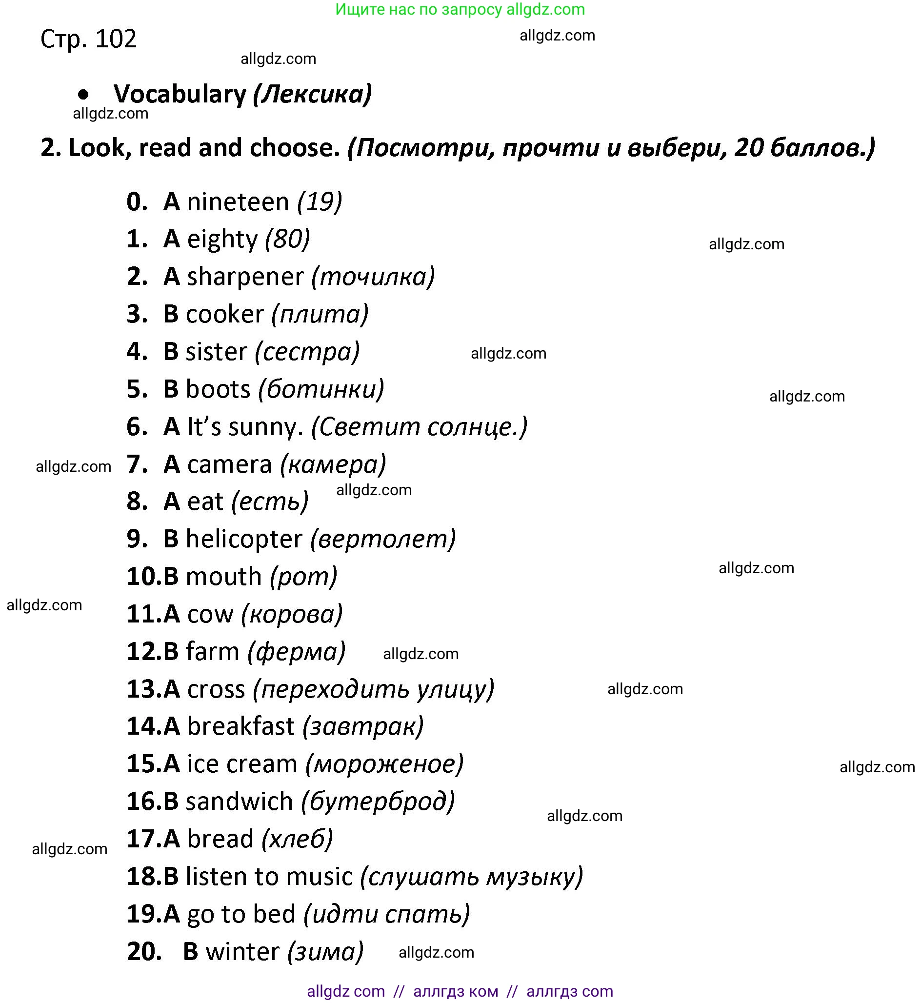 Английский язык (english), 3 класс контрольные задания (test booklet), автор: Баранова Ксения Михайловна (Baranova Ksenia), издательство Просвещение, Москва, 2023, серого цвета, страница 102, номер 2, Решение
