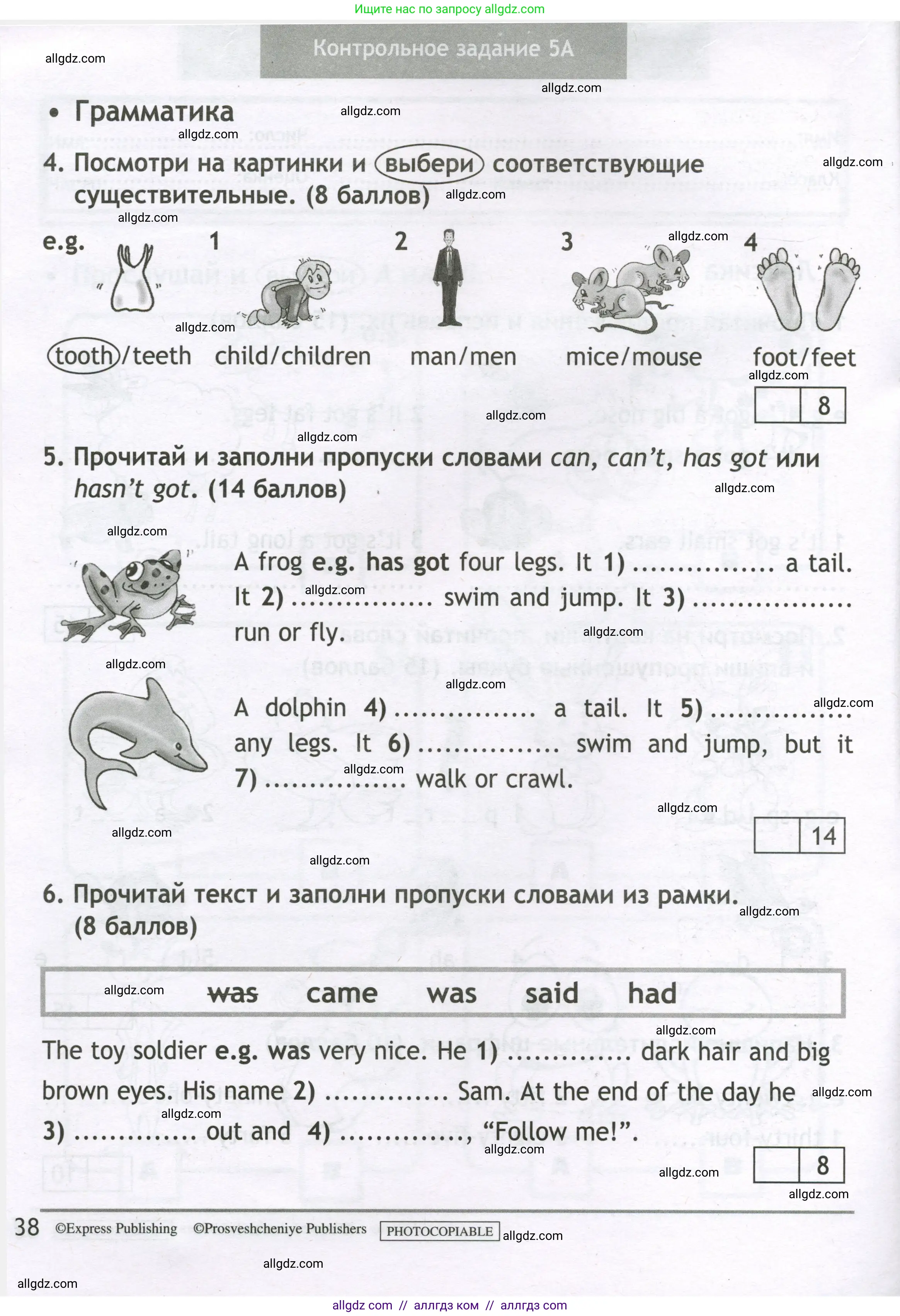 Английский язык (english), 3 класс контрольные задания (test booklet), авторы: Быкова Надежда Ильинична (Bykova Nadezhda), Дули Дженни (Dooley Jenny), Поспелова Марина Давидовна (Pospelova Marina), Эванс Вирджиния (Evans Virginia), издательство Просвещение, Москва, 2023, салатового цвета, страница 38