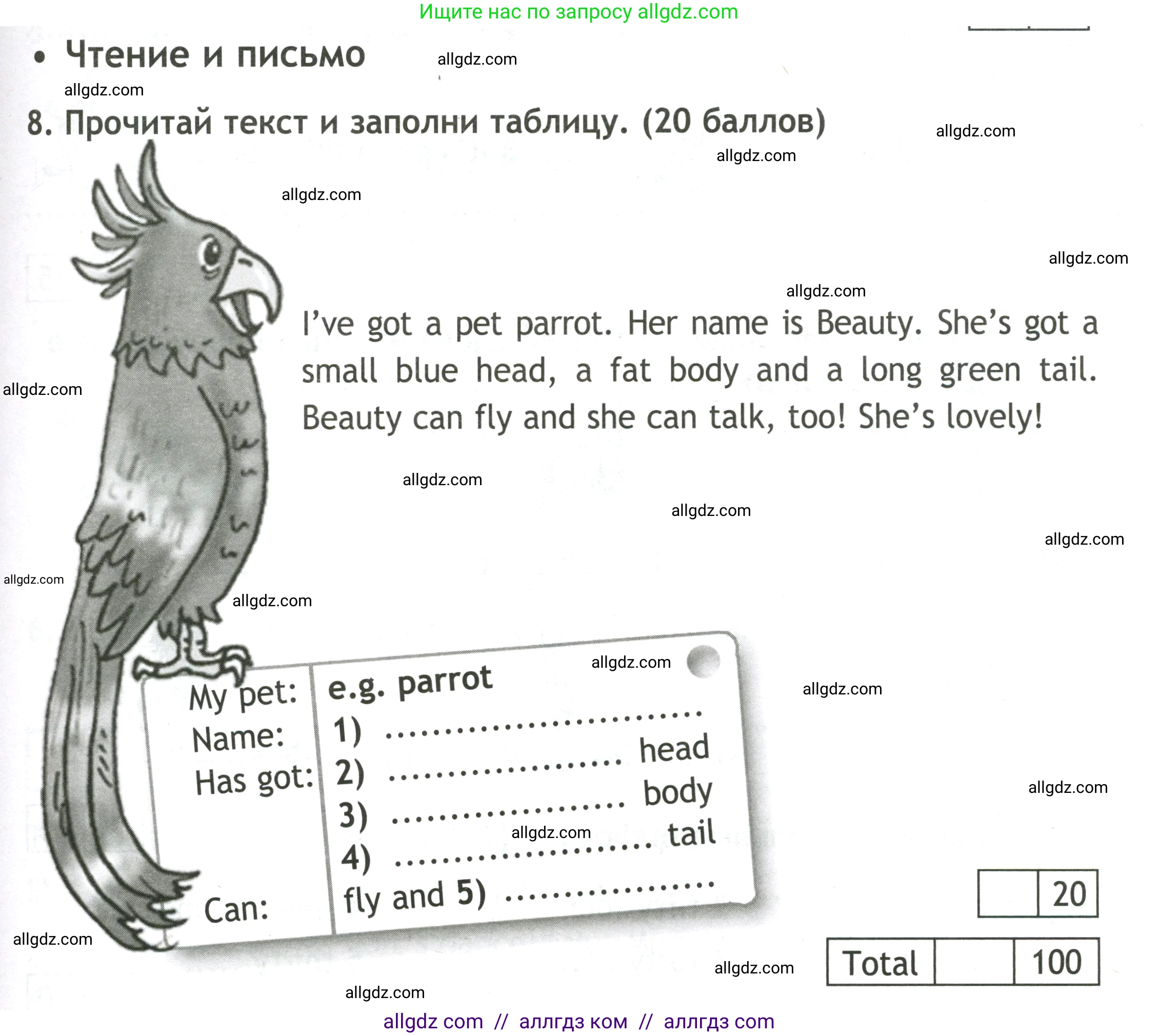 Английский язык (english), 3 класс контрольные задания (test booklet), авторы: Быкова Надежда Ильинична (Bykova Nadezhda), Дули Дженни (Dooley Jenny), Поспелова Марина Давидовна (Pospelova Marina), Эванс Вирджиния (Evans Virginia), издательство Просвещение, Москва, 2023, салатового цвета, страница 39, номер 8, Условие