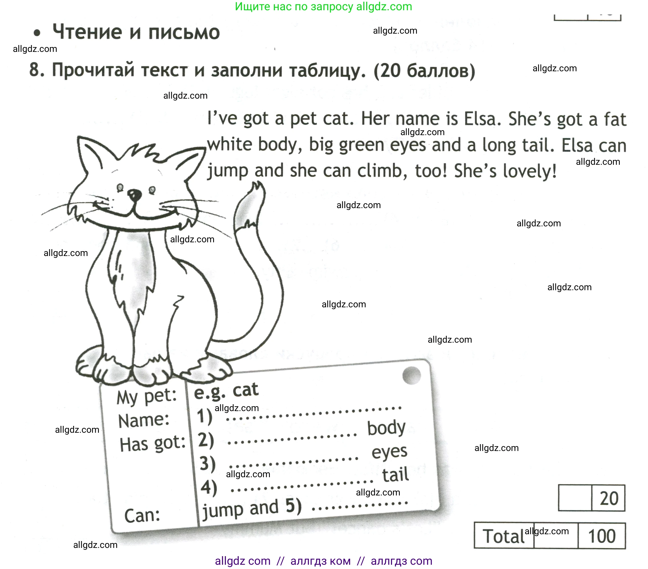 Английский язык (english), 3 класс контрольные задания (test booklet), авторы: Быкова Надежда Ильинична (Bykova Nadezhda), Дули Дженни (Dooley Jenny), Поспелова Марина Давидовна (Pospelova Marina), Эванс Вирджиния (Evans Virginia), издательство Просвещение, Москва, 2023, салатового цвета, страница 42, номер 8, Условие