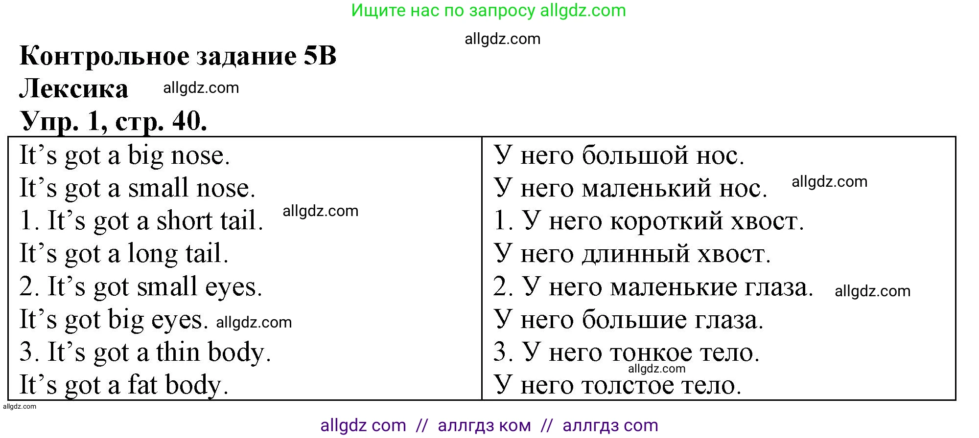 Английский язык (english), 3 класс контрольные задания (test booklet), авторы: Быкова Надежда Ильинична (Bykova Nadezhda), Дули Дженни (Dooley Jenny), Поспелова Марина Давидовна (Pospelova Marina), Эванс Вирджиния (Evans Virginia), издательство Просвещение, Москва, 2023, салатового цвета, страница 40, номер 1, Решение 1