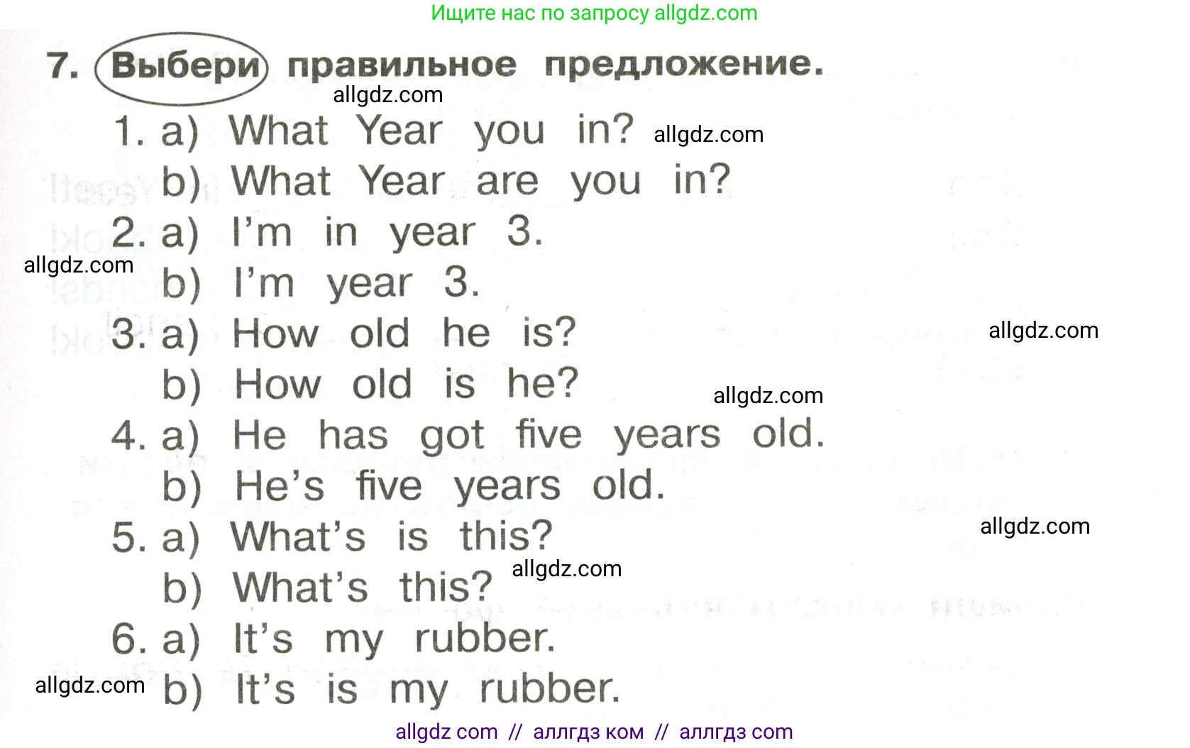 Английский язык (english), 3 класс Сборник упражнений, авторы: Быкова Надежда Ильинична (Bykova Nadezhda), Поспелова Марина Давидовна (Pospelova Marina), издательство Просвещение, Москва, 2023, зелёного цвета, страница 25, номер 7, Условие