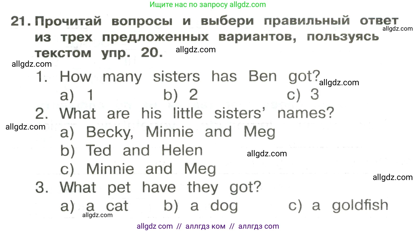 Английский язык (english), 3 класс Сборник упражнений, авторы: Быкова Надежда Ильинична (Bykova Nadezhda), Поспелова Марина Давидовна (Pospelova Marina), издательство Просвещение, Москва, 2023, зелёного цвета, страница 41, номер 21, Условие