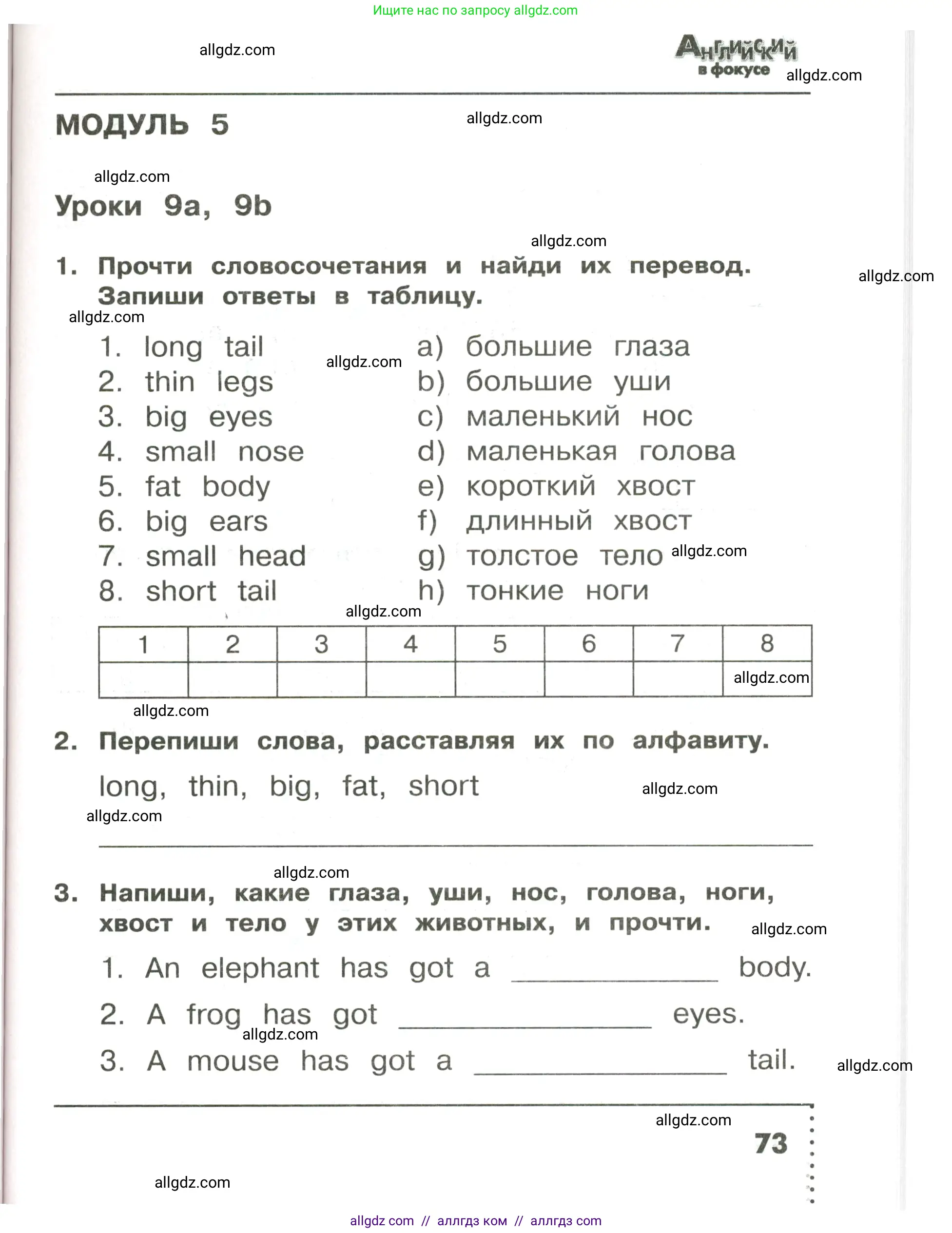 Английский язык (english), 3 класс Сборник упражнений, авторы: Быкова Надежда Ильинична (Bykova Nadezhda), Поспелова Марина Давидовна (Pospelova Marina), издательство Просвещение, Москва, 2023, зелёного цвета, страница 73