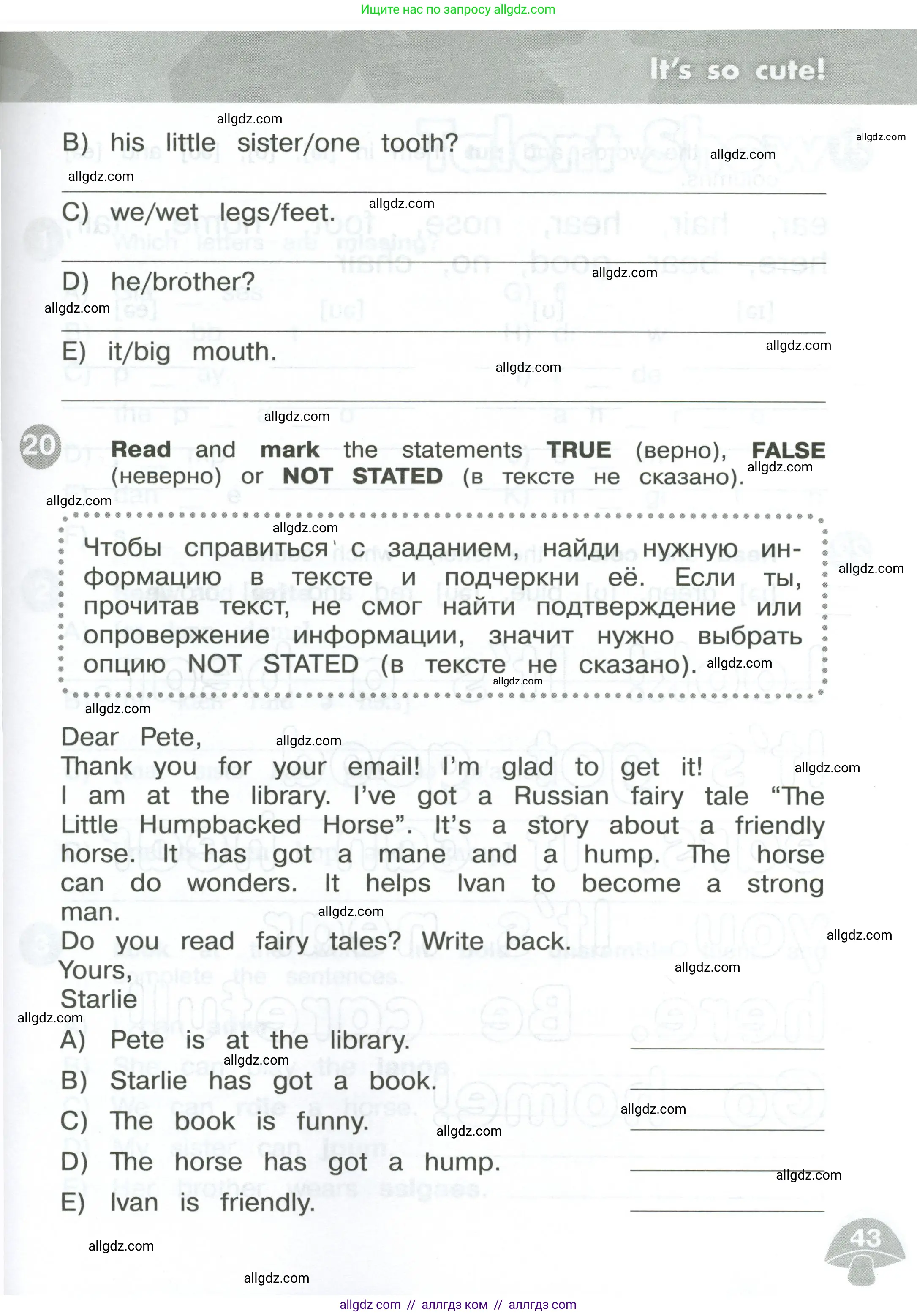 Английский язык (english), 3 класс Сборник упражнений, автор: Котова Марина Петровна, издательство Просвещение, Москва, 2024, белого цвета, страница 43