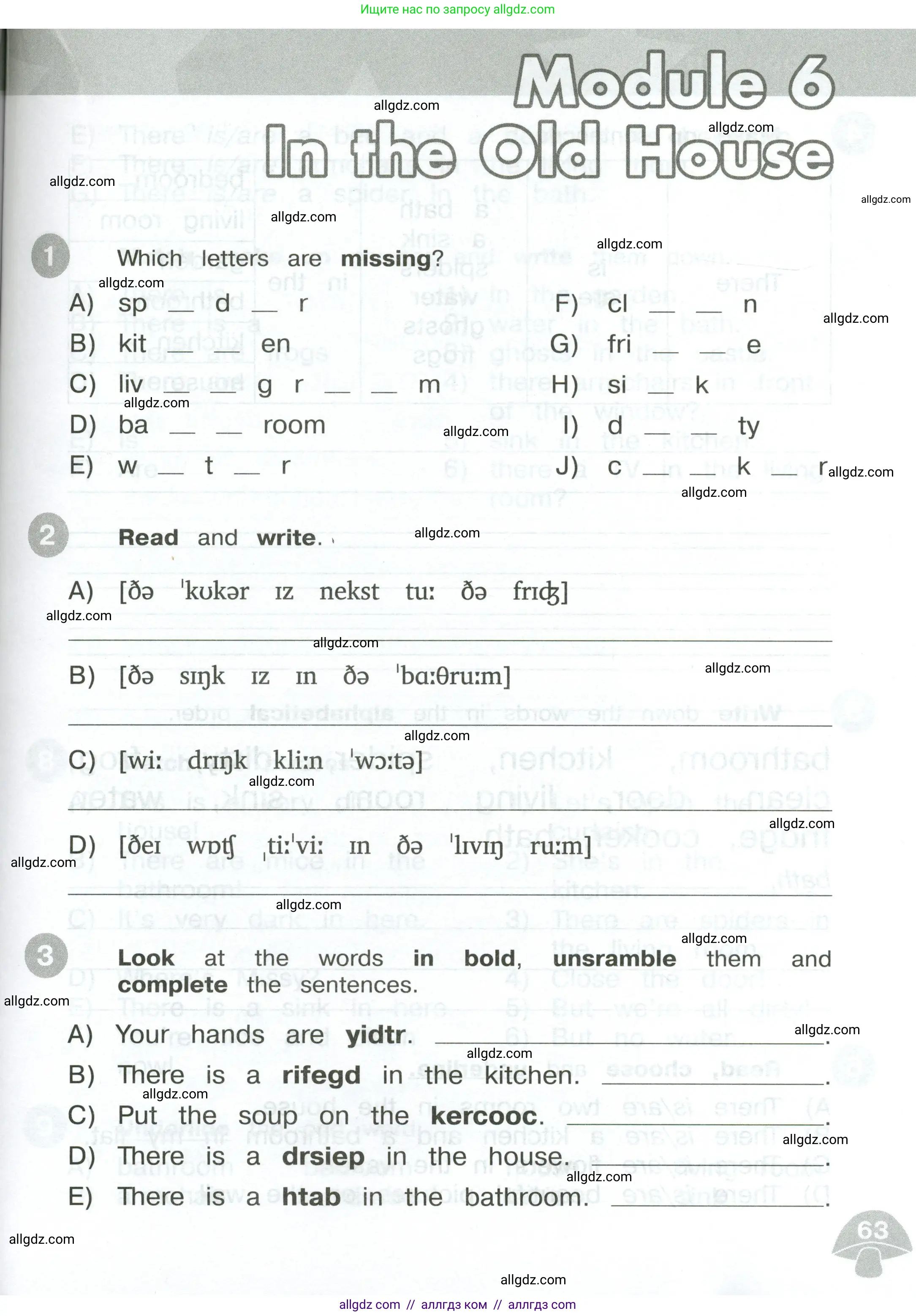Английский язык (english), 3 класс Сборник упражнений, автор: Котова Марина Петровна, издательство Просвещение, Москва, 2024, белого цвета, страница 63