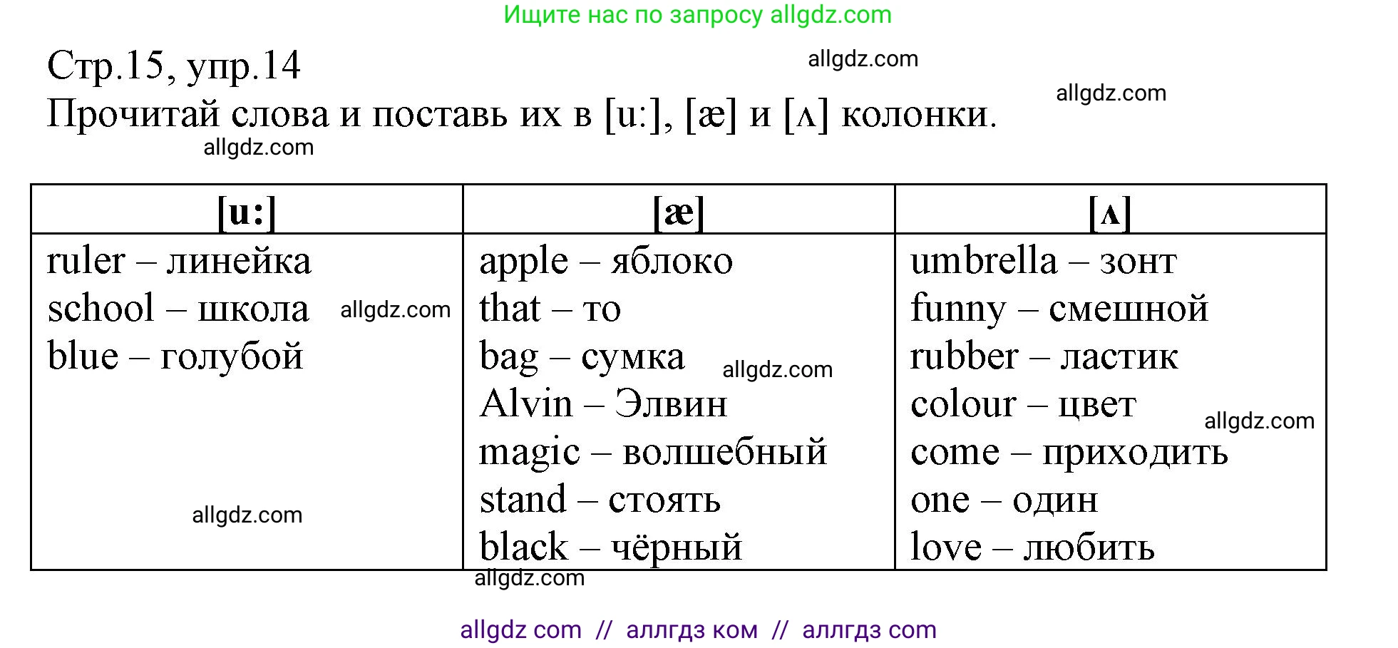 Английский язык (english), 3 класс Сборник упражнений, автор: Котова Марина Петровна, издательство Просвещение, Москва, 2024, белого цвета, страница 15, номер 14, Решение