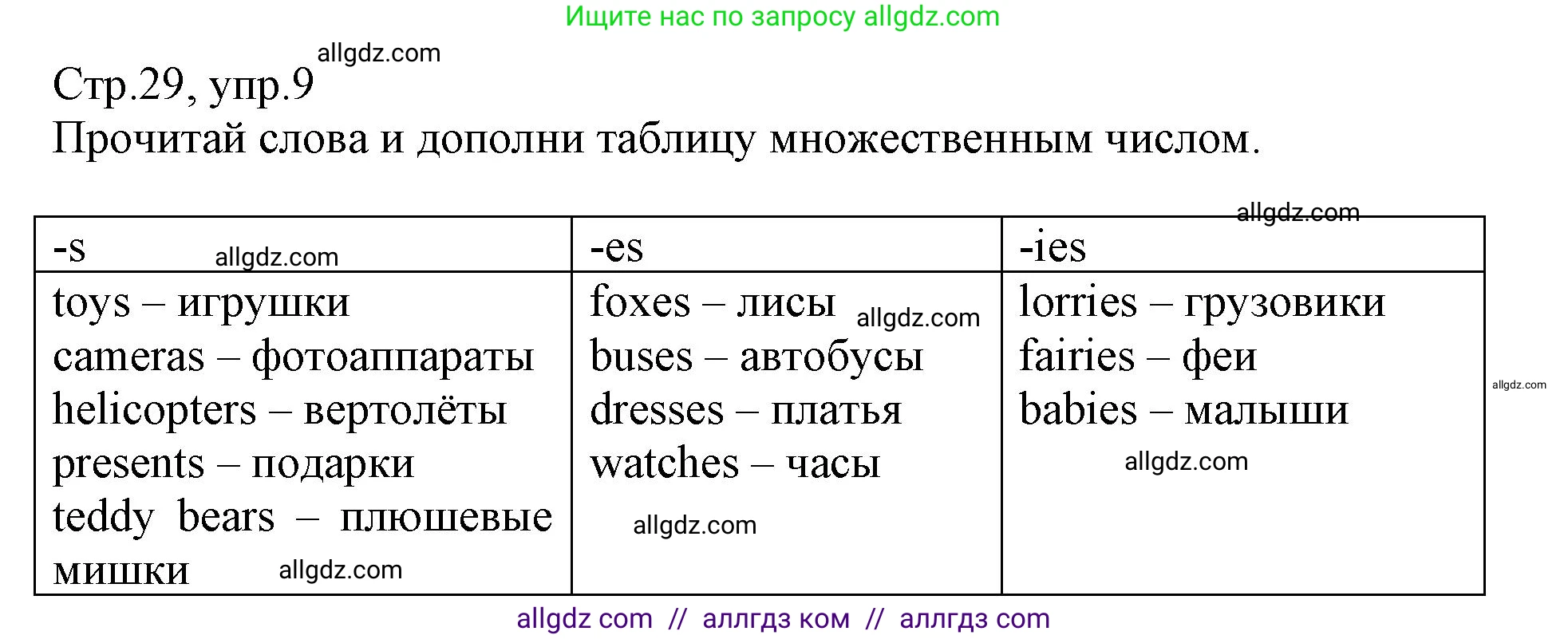 Английский язык (english), 3 класс Сборник упражнений, автор: Котова Марина Петровна, издательство Просвещение, Москва, 2024, белого цвета, страница 29, номер 9, Решение