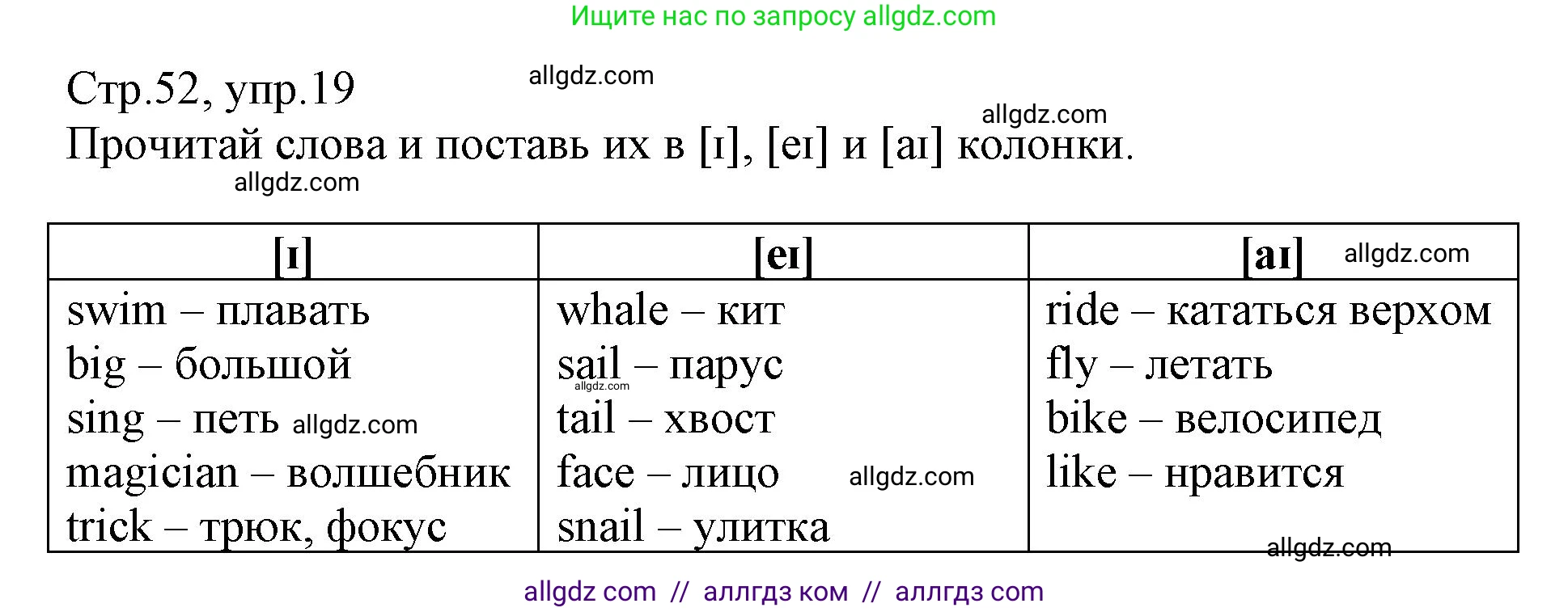 Английский язык (english), 3 класс Сборник упражнений, автор: Котова Марина Петровна, издательство Просвещение, Москва, 2024, белого цвета, страница 52, номер 19, Решение