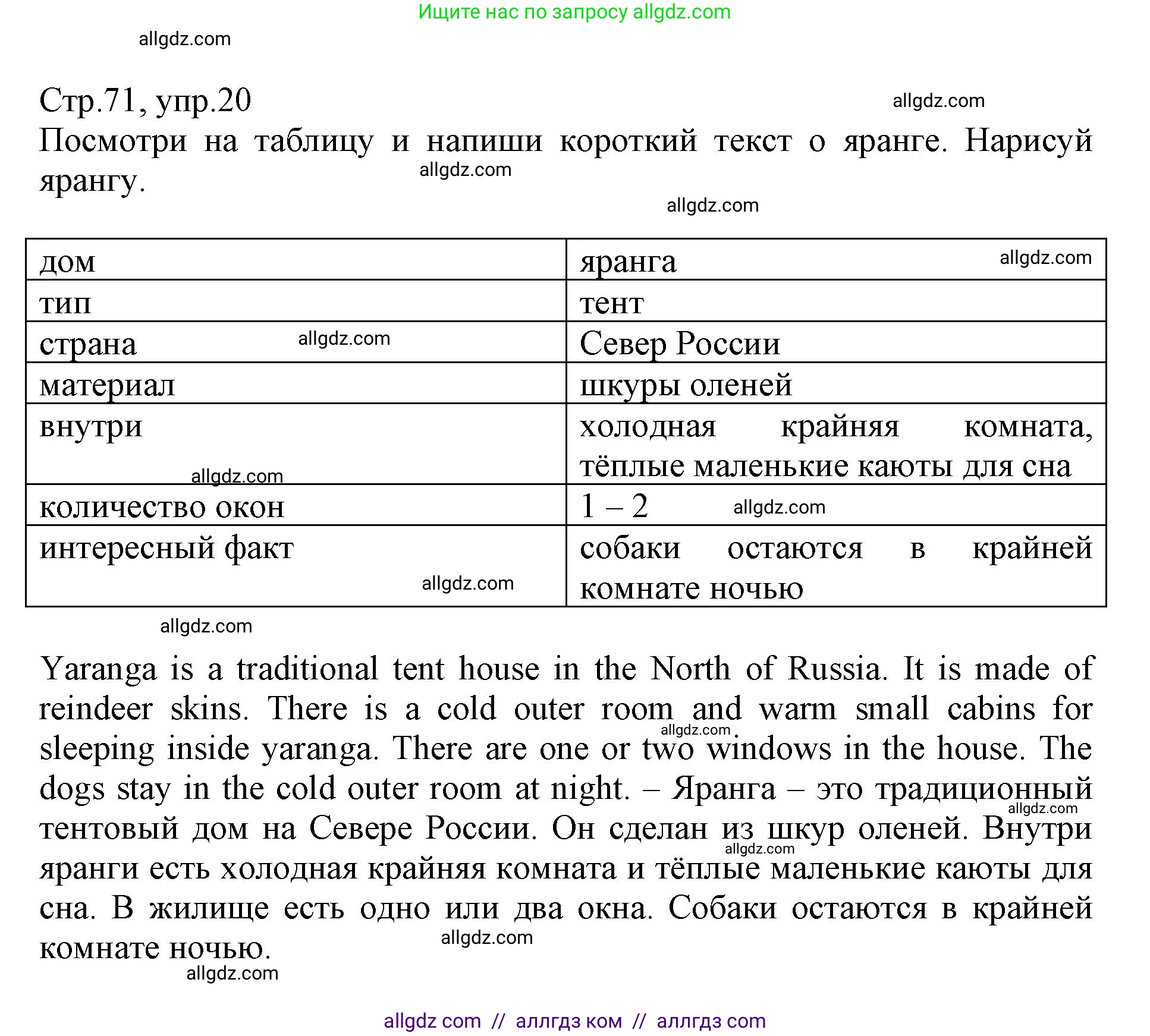 Английский язык (english), 3 класс Сборник упражнений, автор: Котова Марина Петровна, издательство Просвещение, Москва, 2024, белого цвета, страница 71, номер 20, Решение