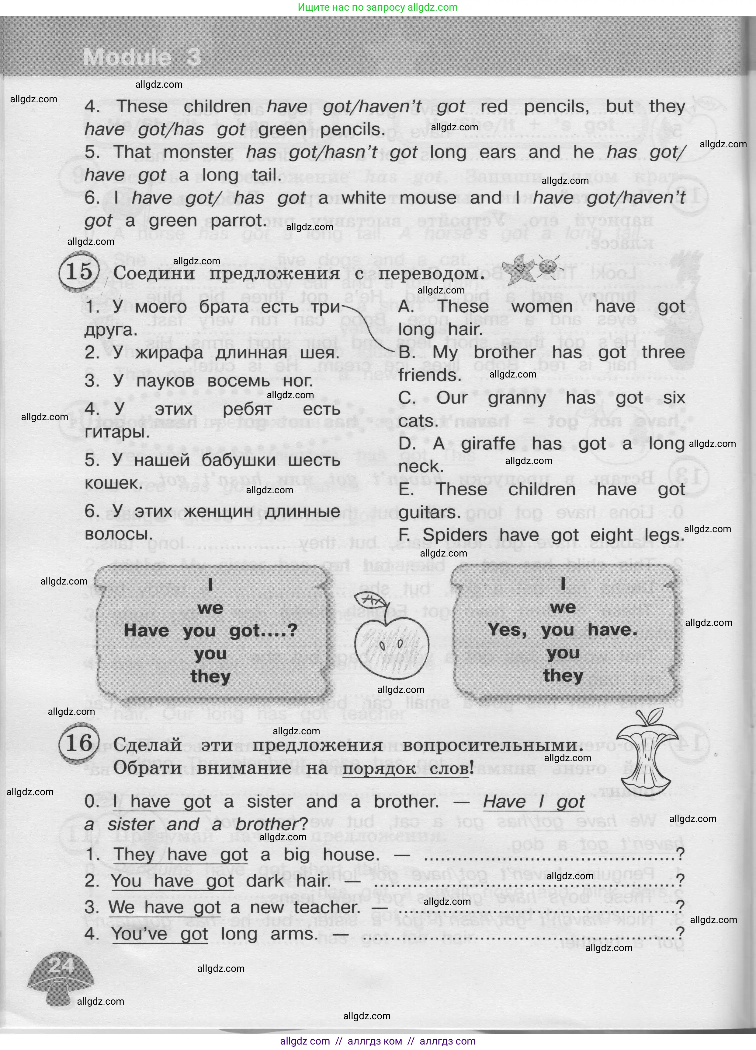 Английский язык (english), 3 класс сборник грамматических упражнений, автор: Рязанцева Светлана Борисовна, издательство Просвещение, Москва, 2024, белого цвета, страница 24