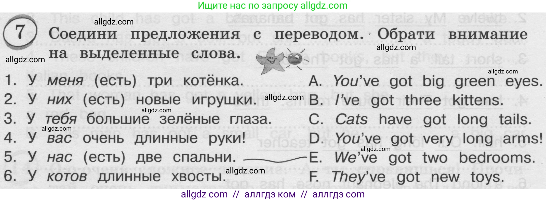 Английский язык (english), 3 класс сборник грамматических упражнений, автор: Рязанцева Светлана Борисовна, издательство Просвещение, Москва, 2024, белого цвета, страница 21, номер 7, Условие